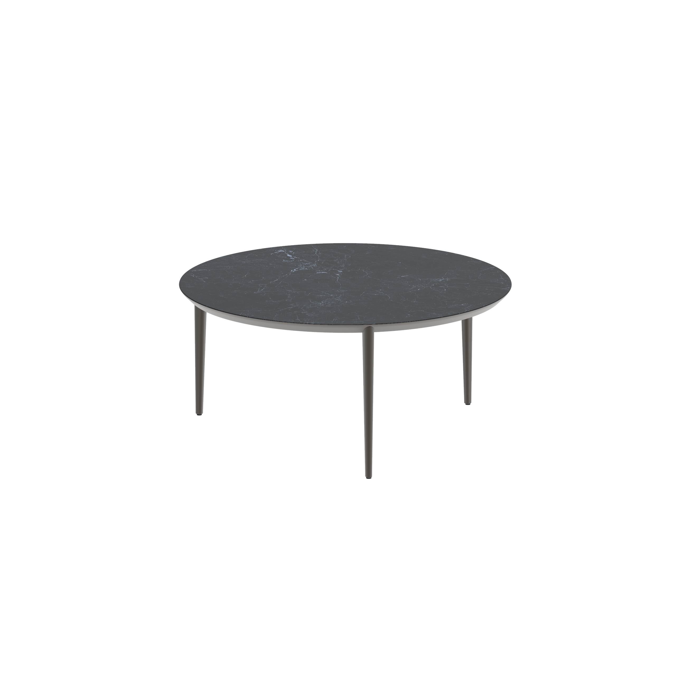 U-Nite Table Round Ø 160cm Alu Legs Bronze - Table Top Ceramic Nero Marquina