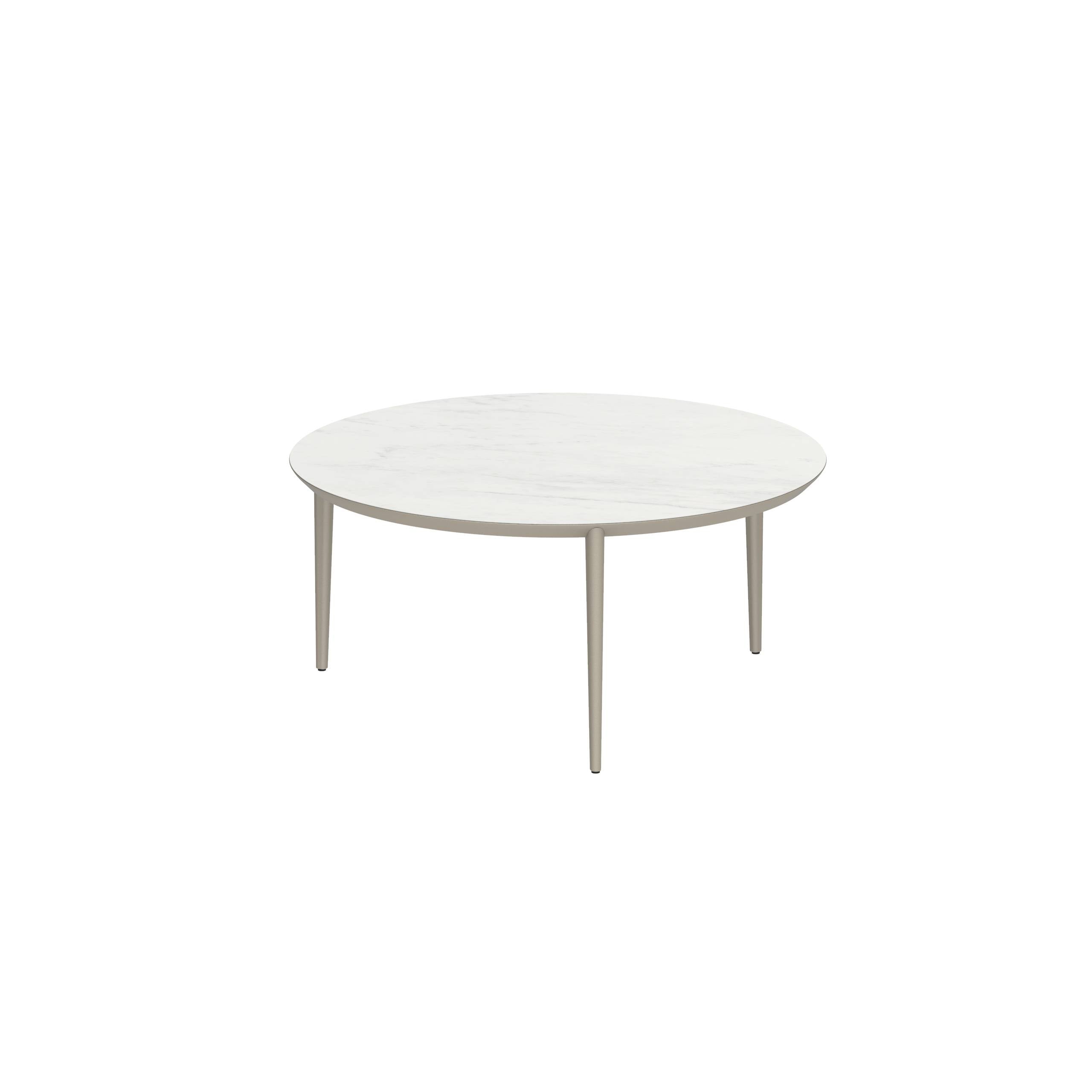U-Nite Table Round Ø 160cm Alu Legs Sand - Table Top Ceramic Bianco Statuario