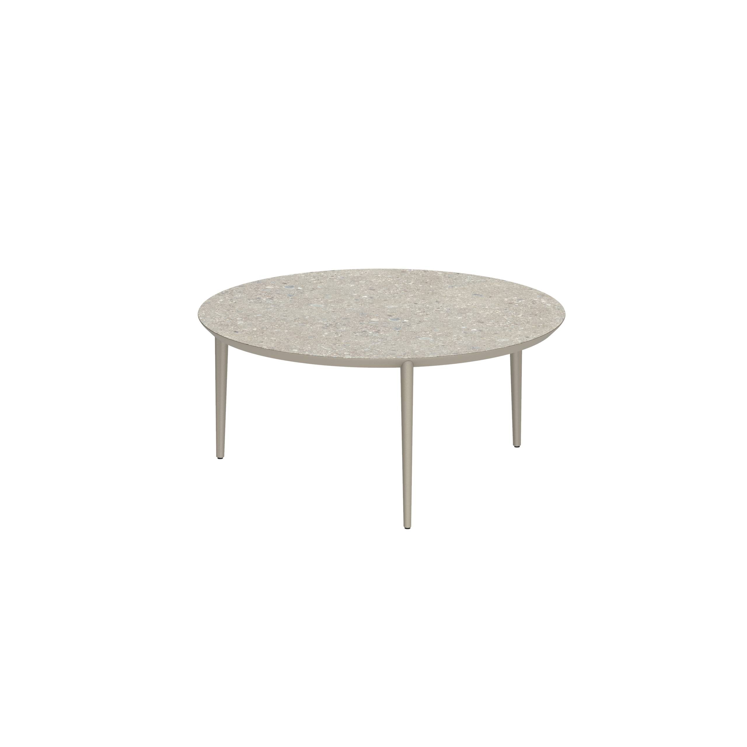 U-Nite Table Round Ø 160cm Alu Legs Sand - Table Top Ceramic Ceppo Dolomitica