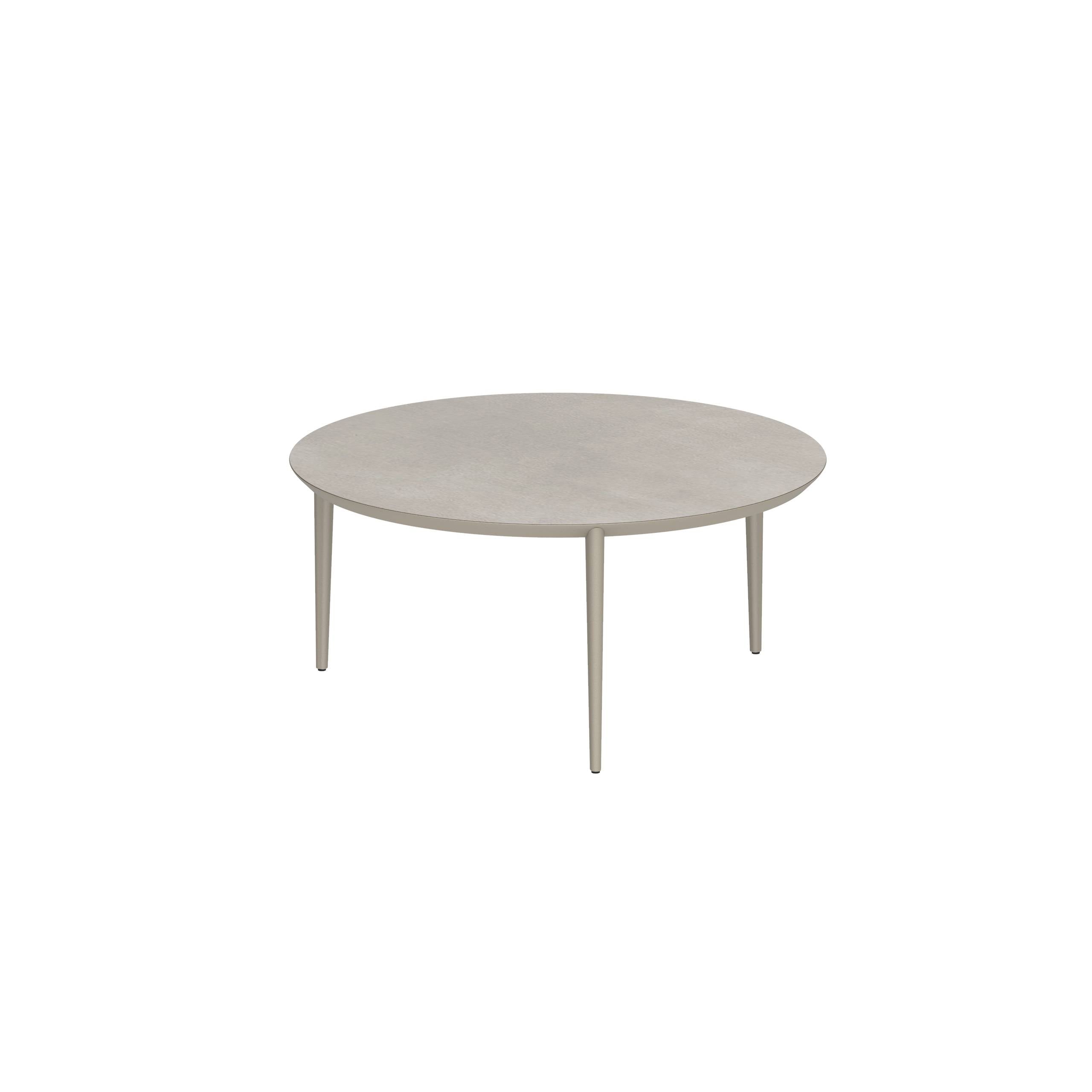 U-Nite Table Round Ø 160cm Alu Legs Sand - Table Top Ceramic Cemento Luminoso