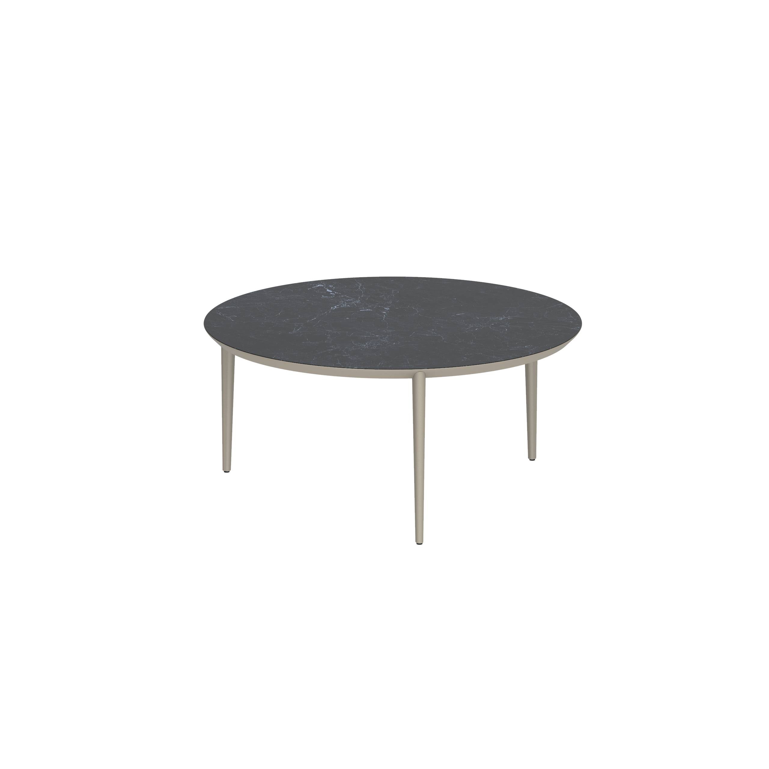 U-Nite Table Round Ø 160cm Alu Legs Sand - Table Top Ceramic Nero Marquina