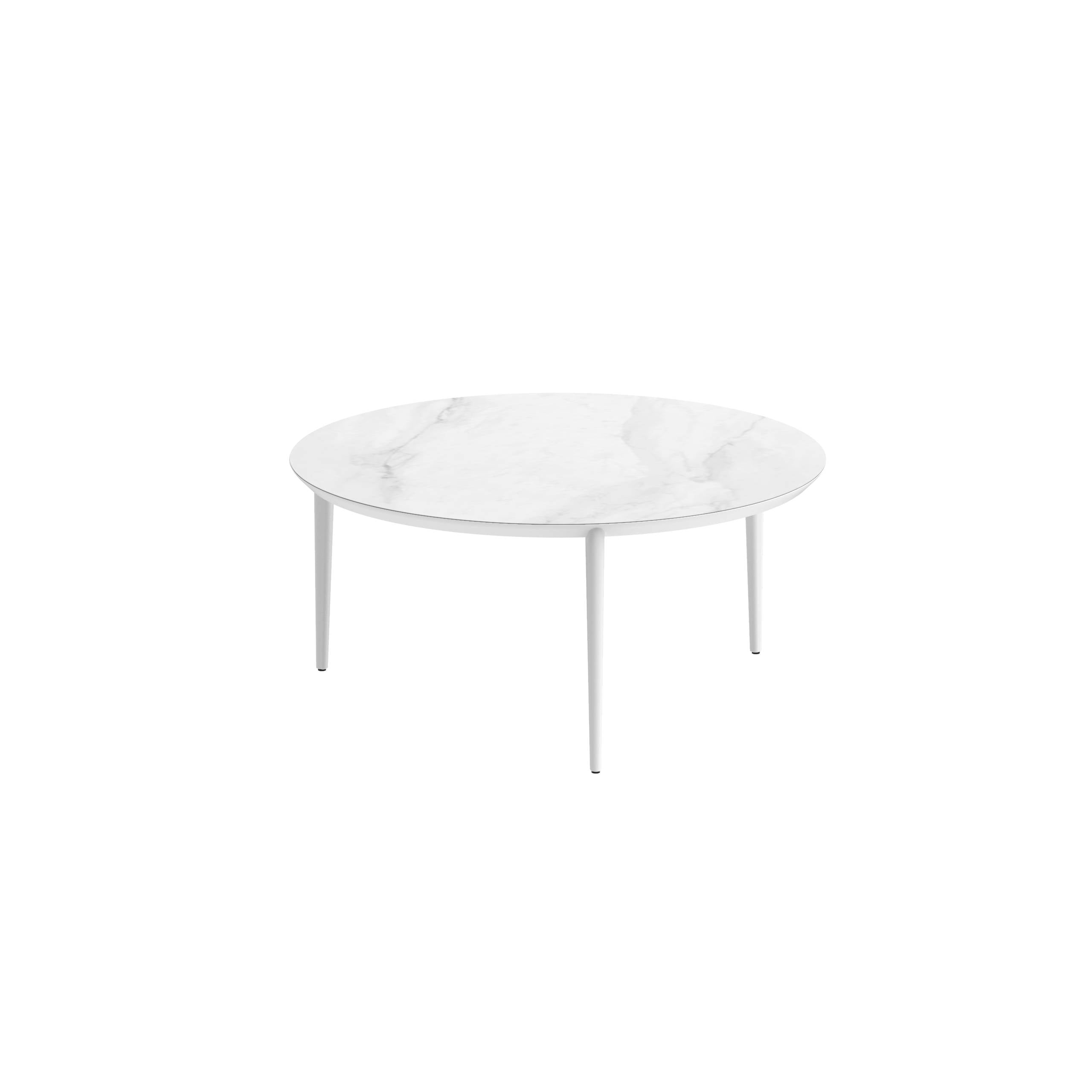 U-Nite Table Round Ø 160cm Alu Legs White - Table Top Ceramic Bianco Statuario