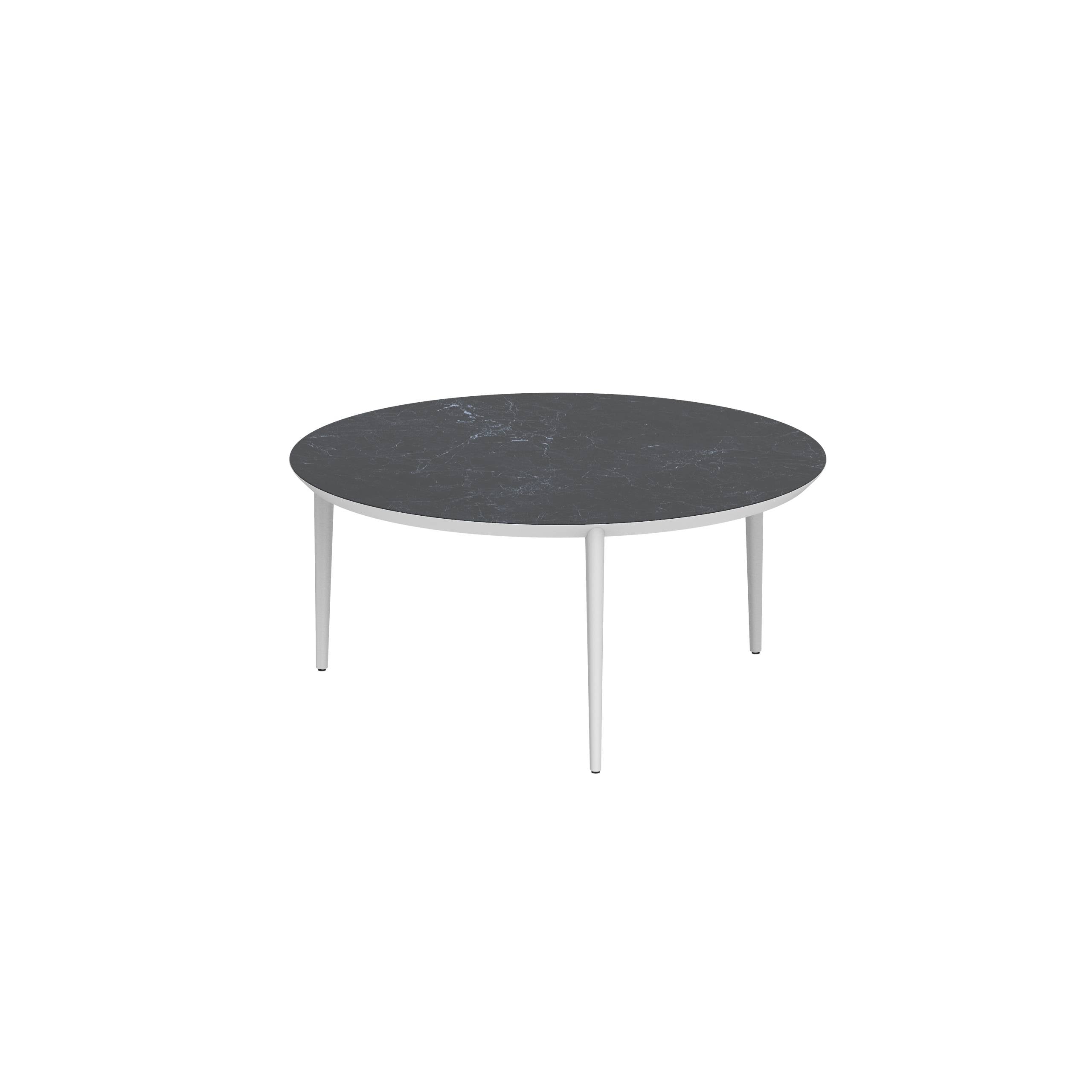 U-Nite Table Round Ø 160cm Alu Legs White - Table Top Ceramic Nero Marquina
