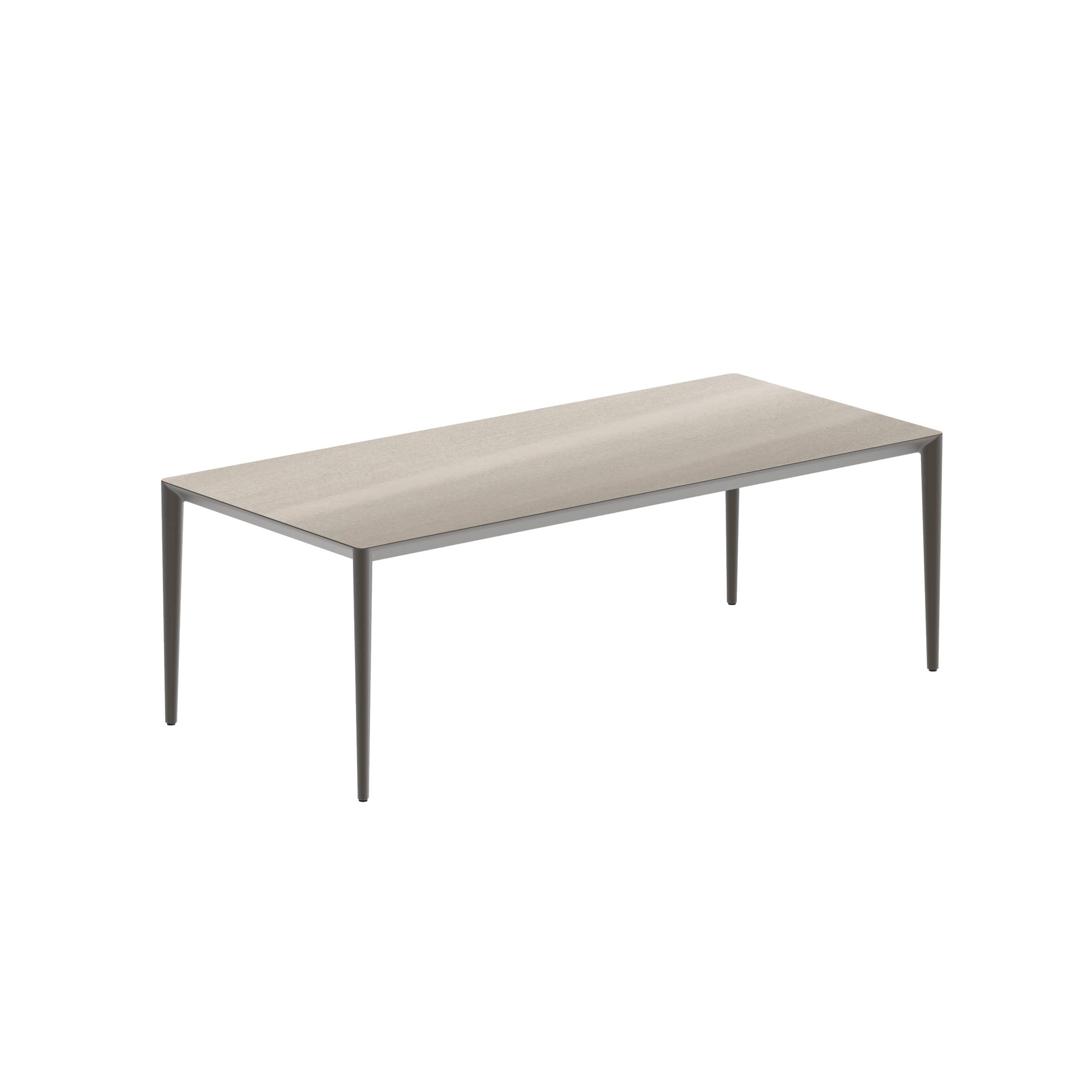 U-Nite Table 220x100cm Bronze With Ceramic Tabletop In Taupe Grey