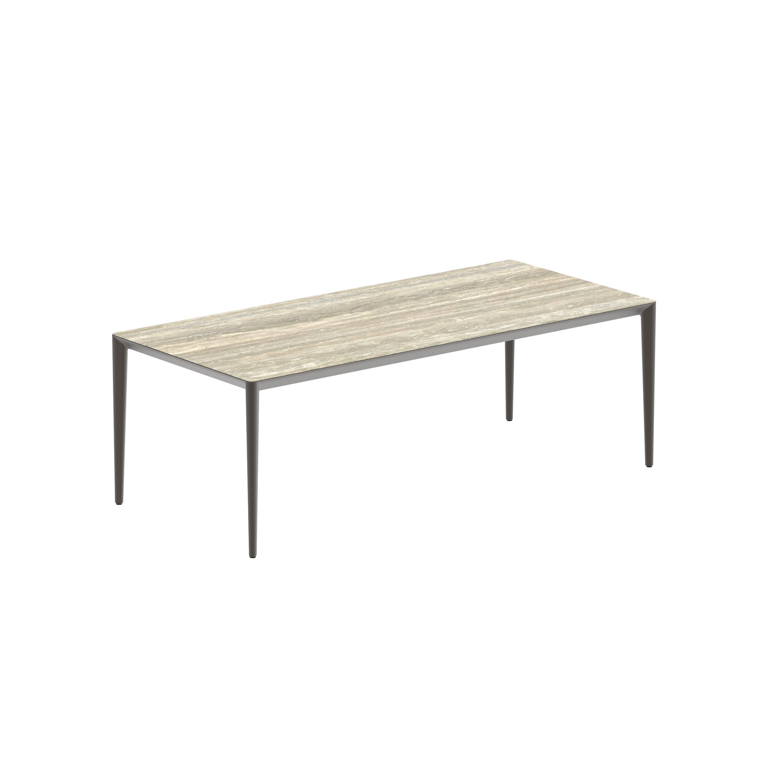 U-Nite Table 220x100cm Bronze With Ceramic Tabletop In Travertine