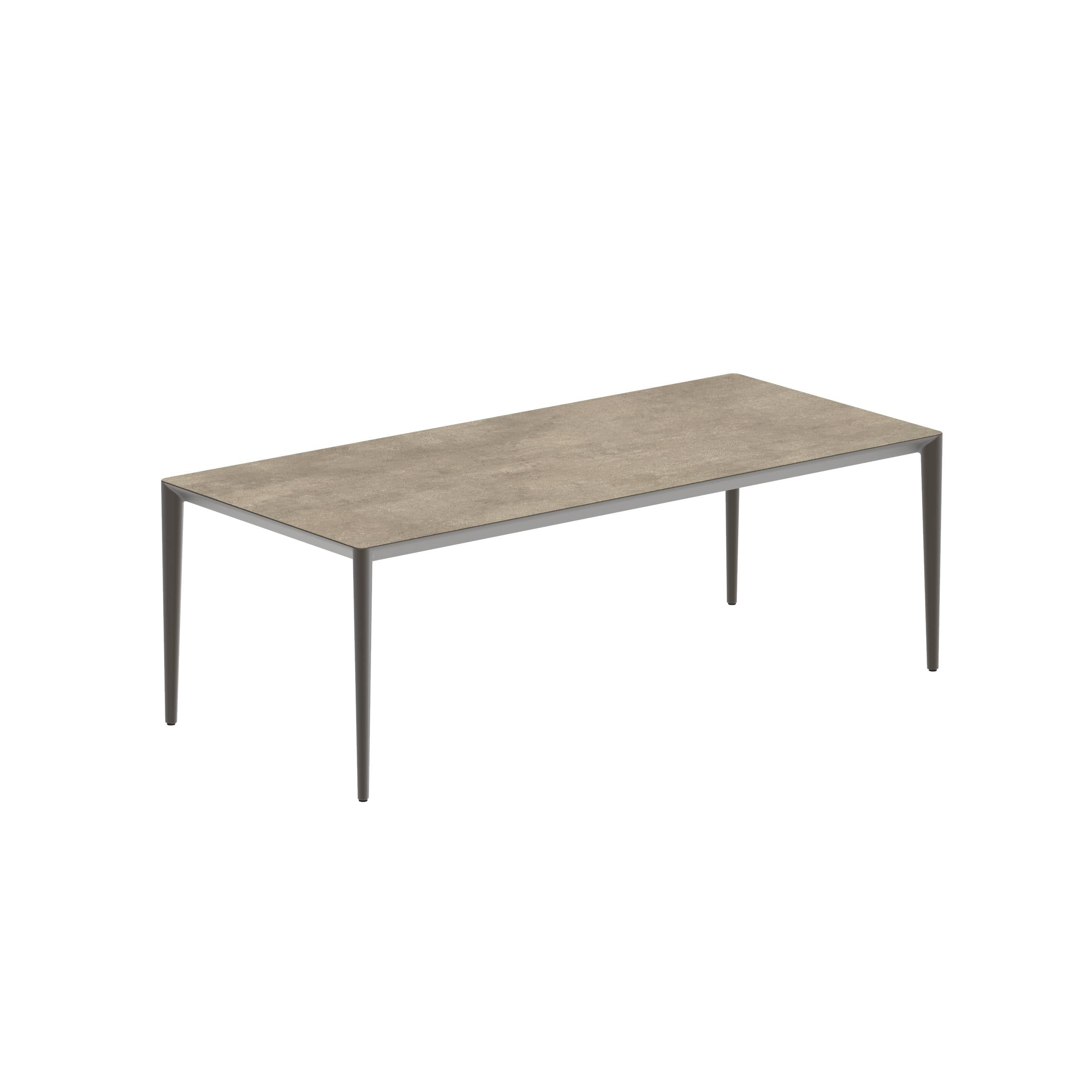 U-Nite Table 220x100cm Bronze With Ceramic Tabletop In Terra Sabbia