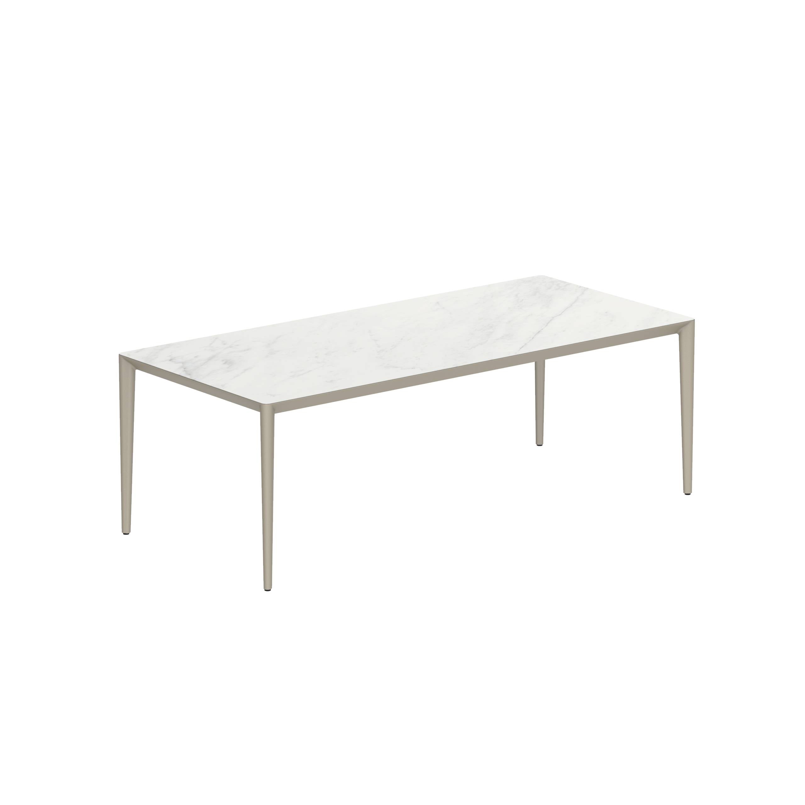 U-Nite Table 220x100cm Sand With Ceramic Tabletop In Bianco Statuario