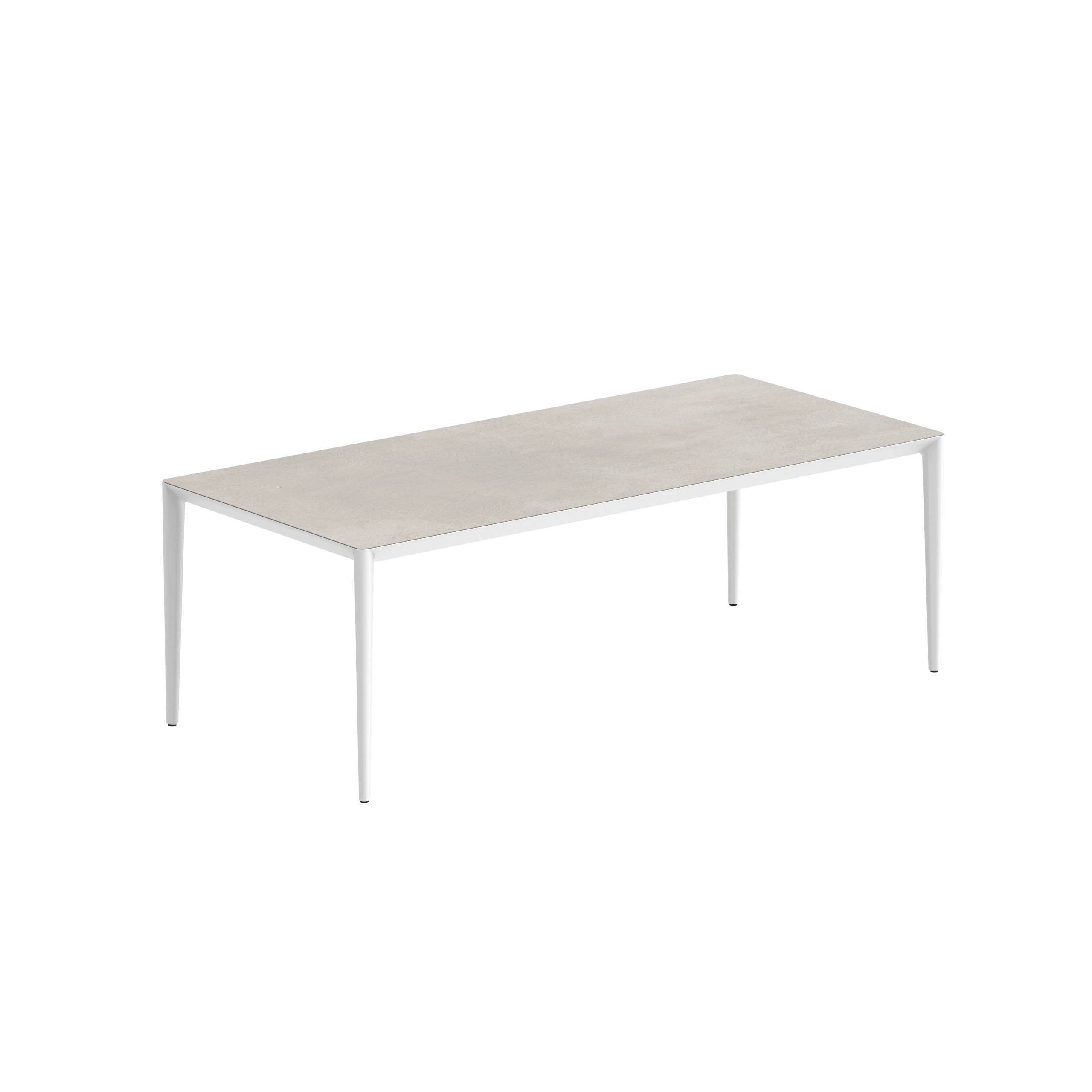 U-Nite Table 220x100cm White With Ceramic Tabletop In Bianco Statuario