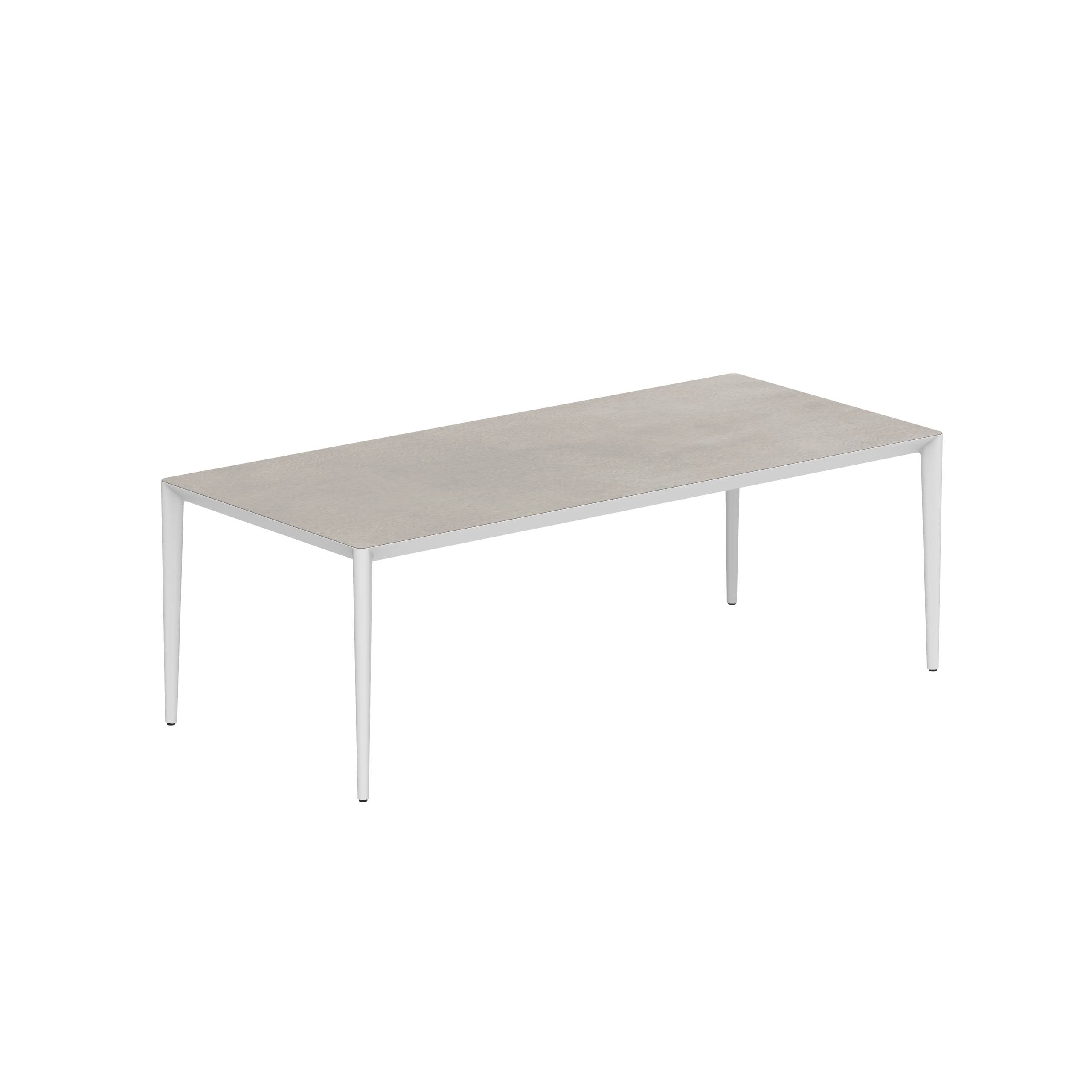 U-Nite Table 220x100cm White With Ceramic Tabletop In Cemento Luminoso