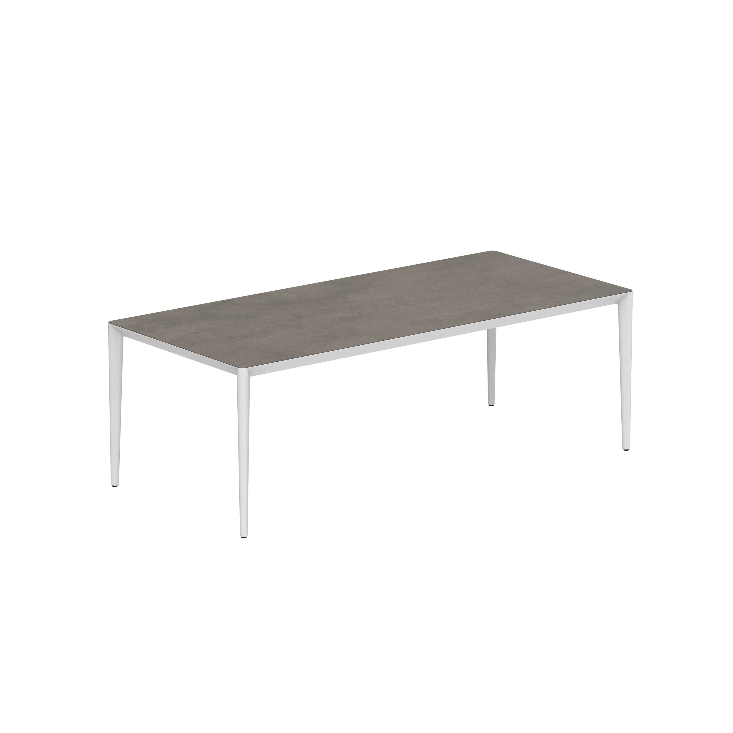 U-Nite Table 220x100cm White With Ceramic Tabletop In Terra Marrone