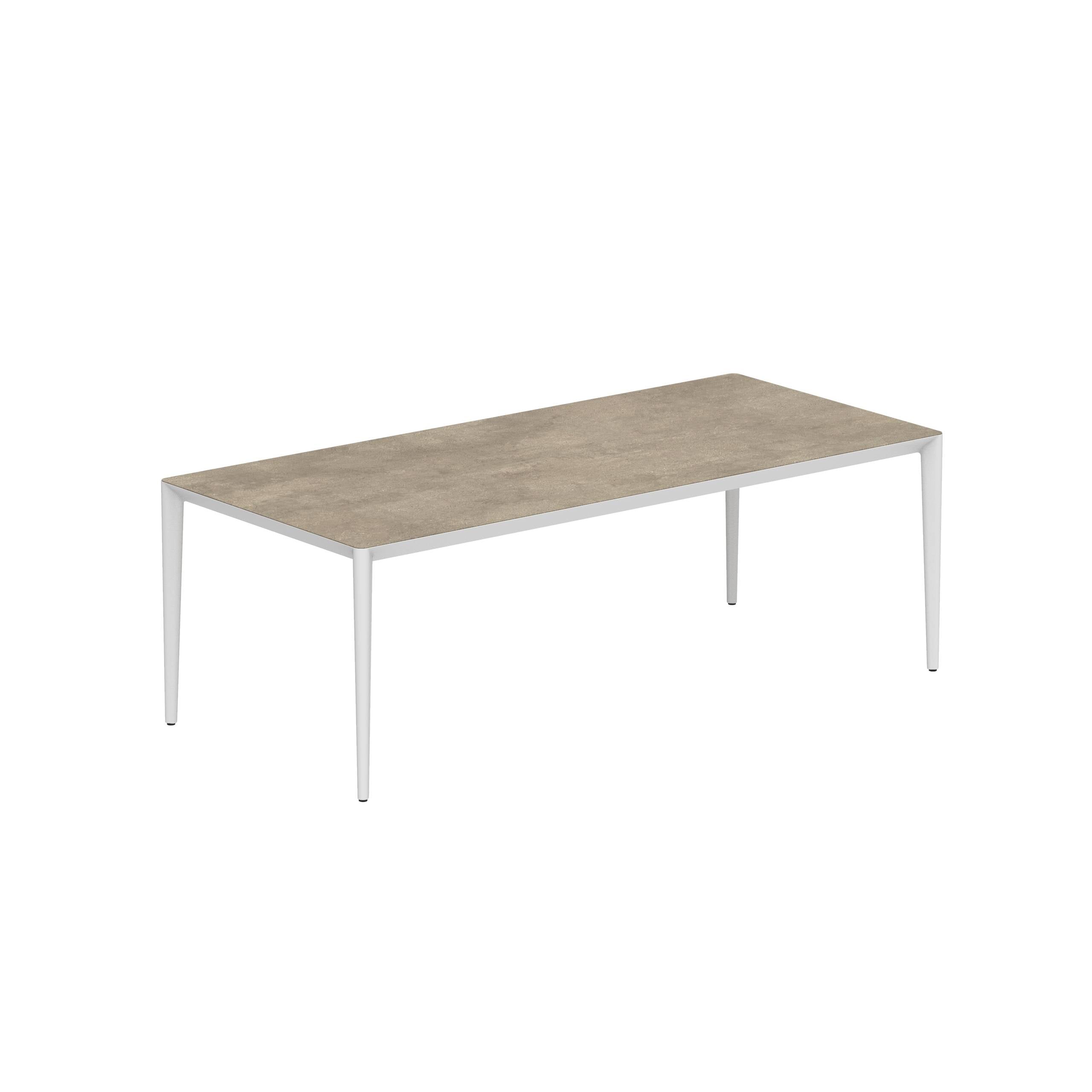 U-Nite Table 220x100cm White With Ceramic Tabletop In Terra Sabbia