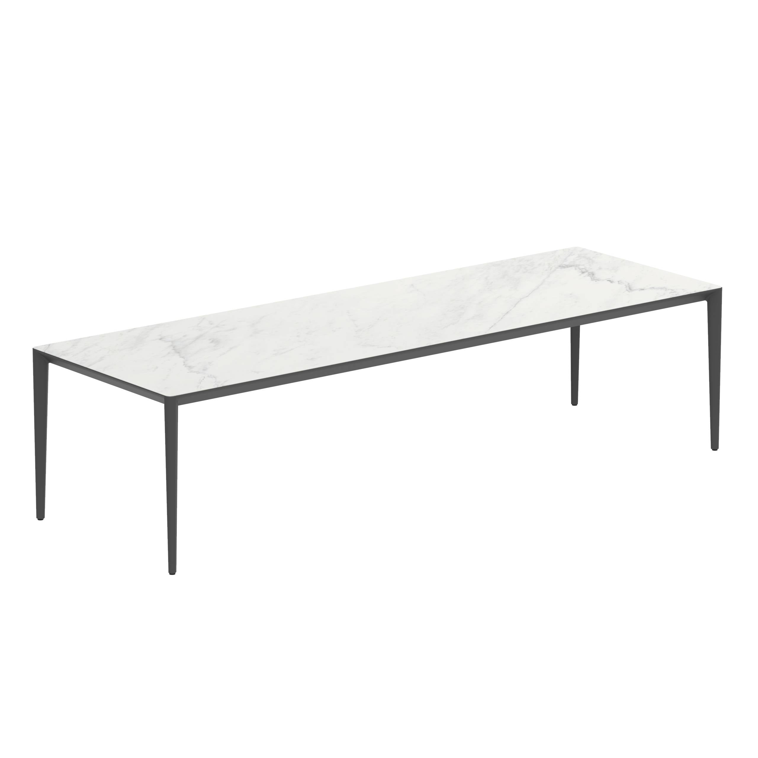 U-Nite Table 300x100cm Anthracite With Ceramic Tabletop In Bianco Statuario