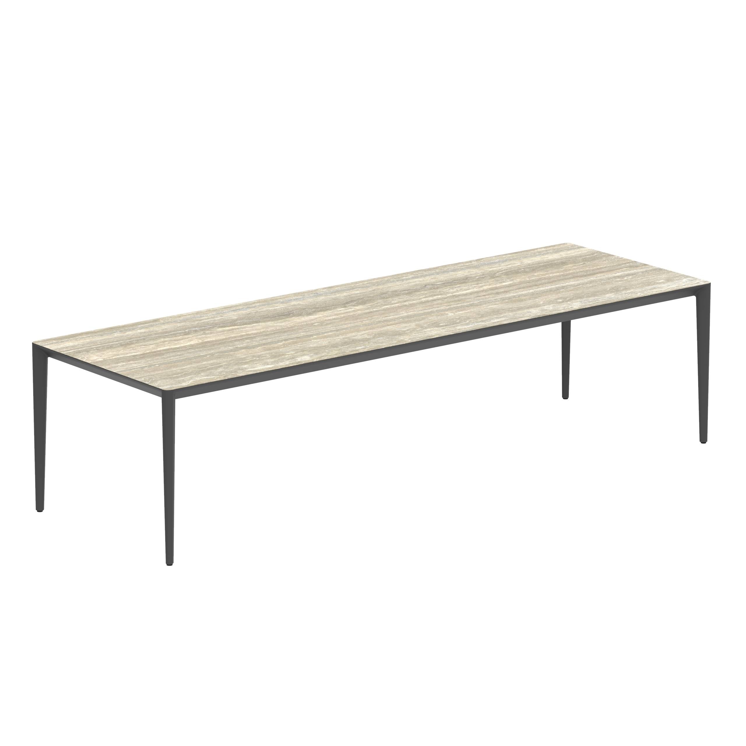 U-Nite Table 300x100cm Anthracite With Ceramic Tabletop In Travertine