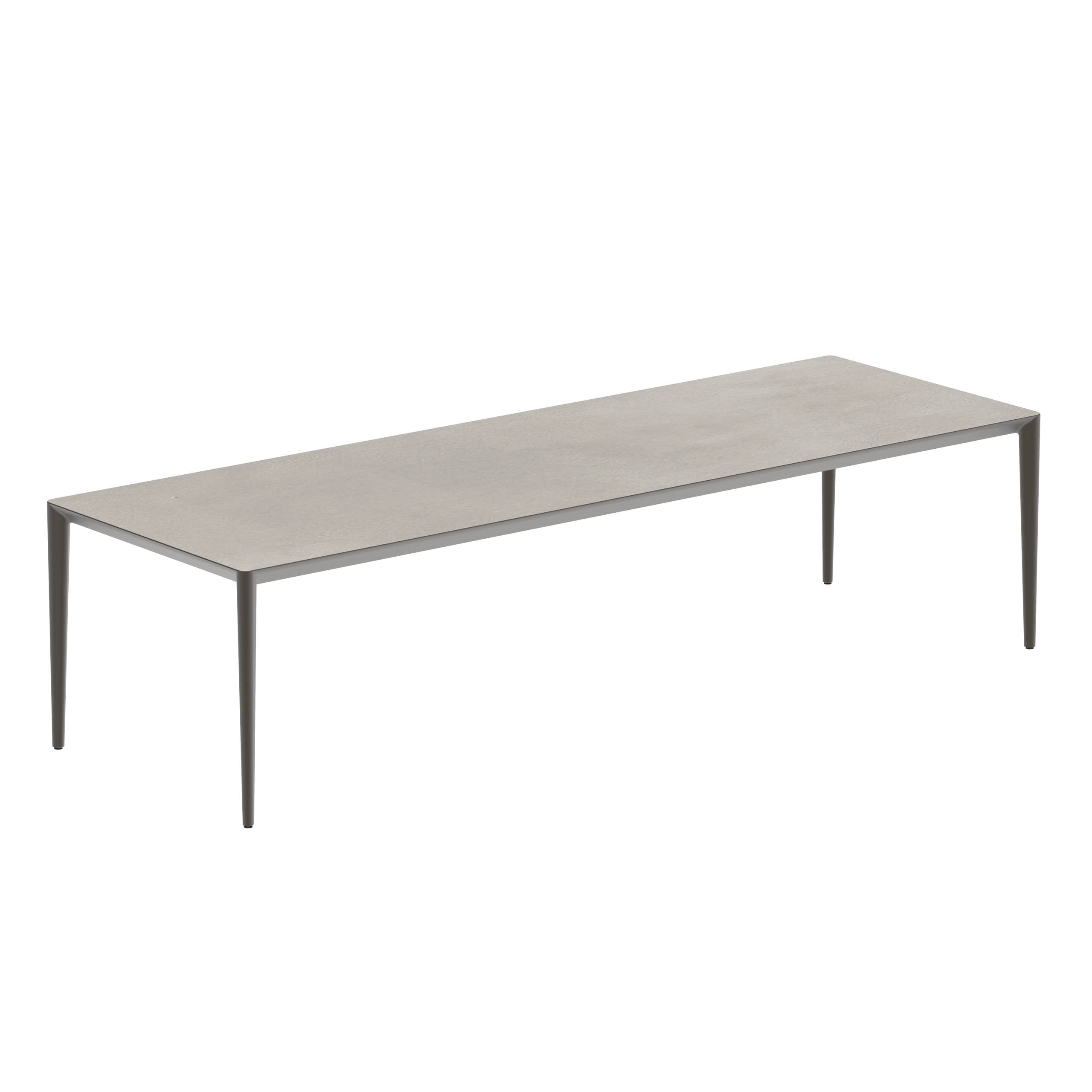 U-Nite Table 300x100cm Bronze With Ceramic Tabletop In Cemento Luminoso