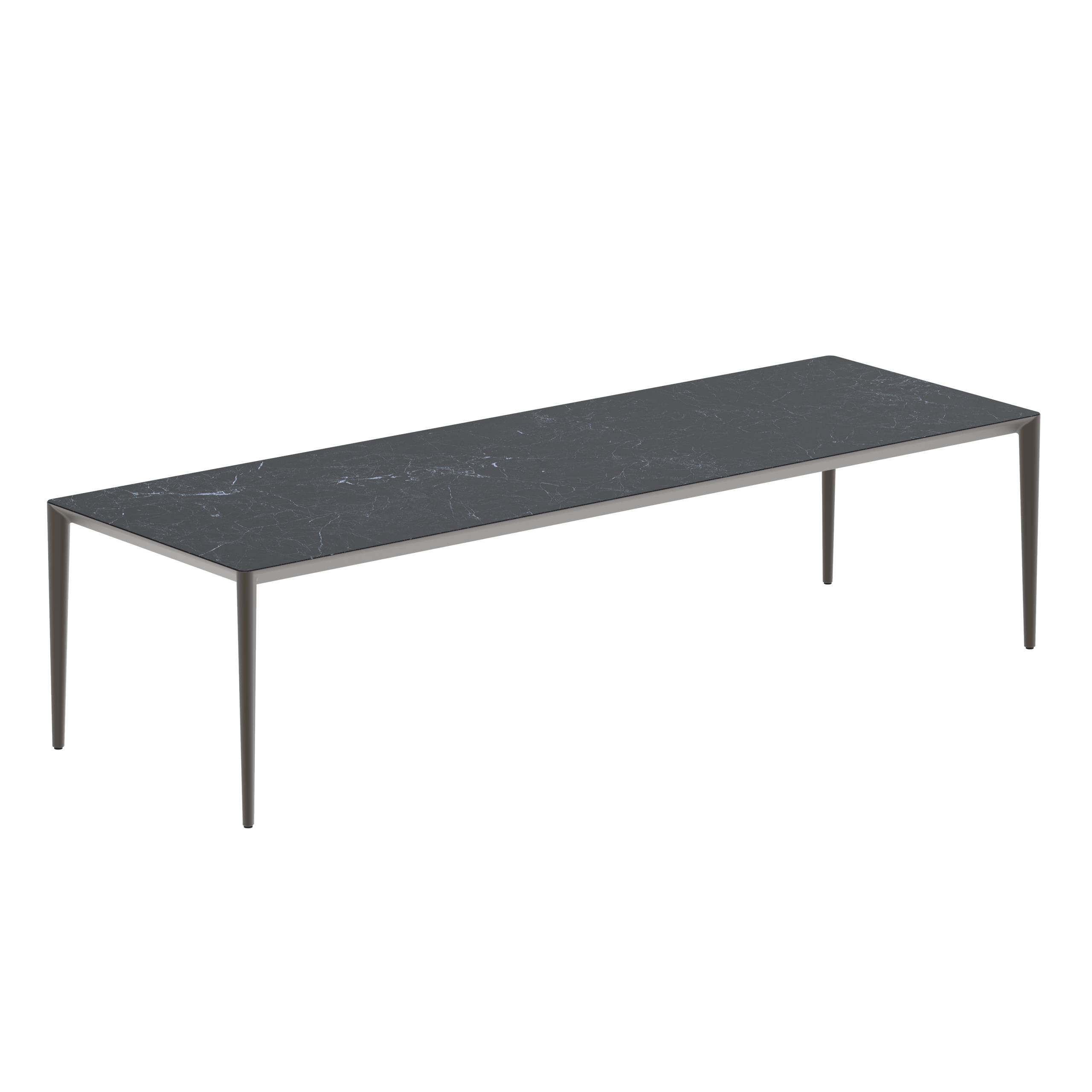 U-Nite Table 300x100cm Bronze With Ceramic Tabletop In Nero Marquina