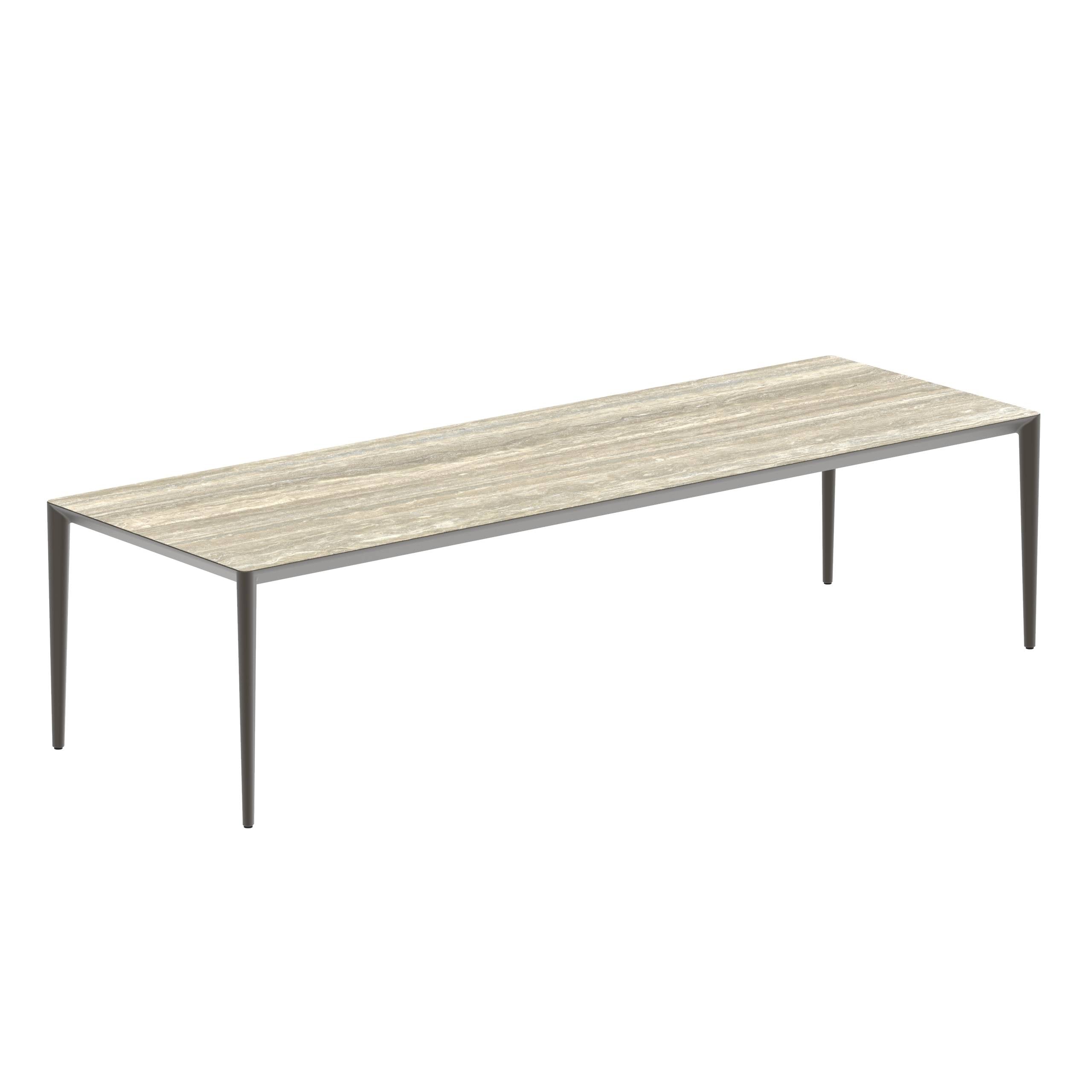 U-Nite Table 300x100cm Bronze With Ceramic Tabletop In Travertine