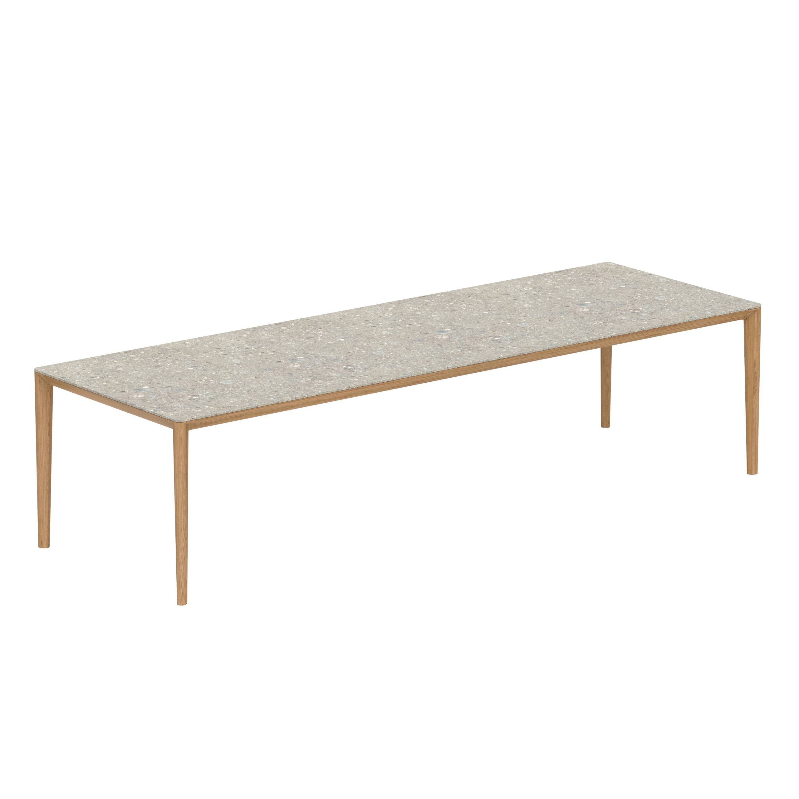 U-Nite Table 300x100cm Teak With Ceramic Tabletop In Ceppo Dolomitica