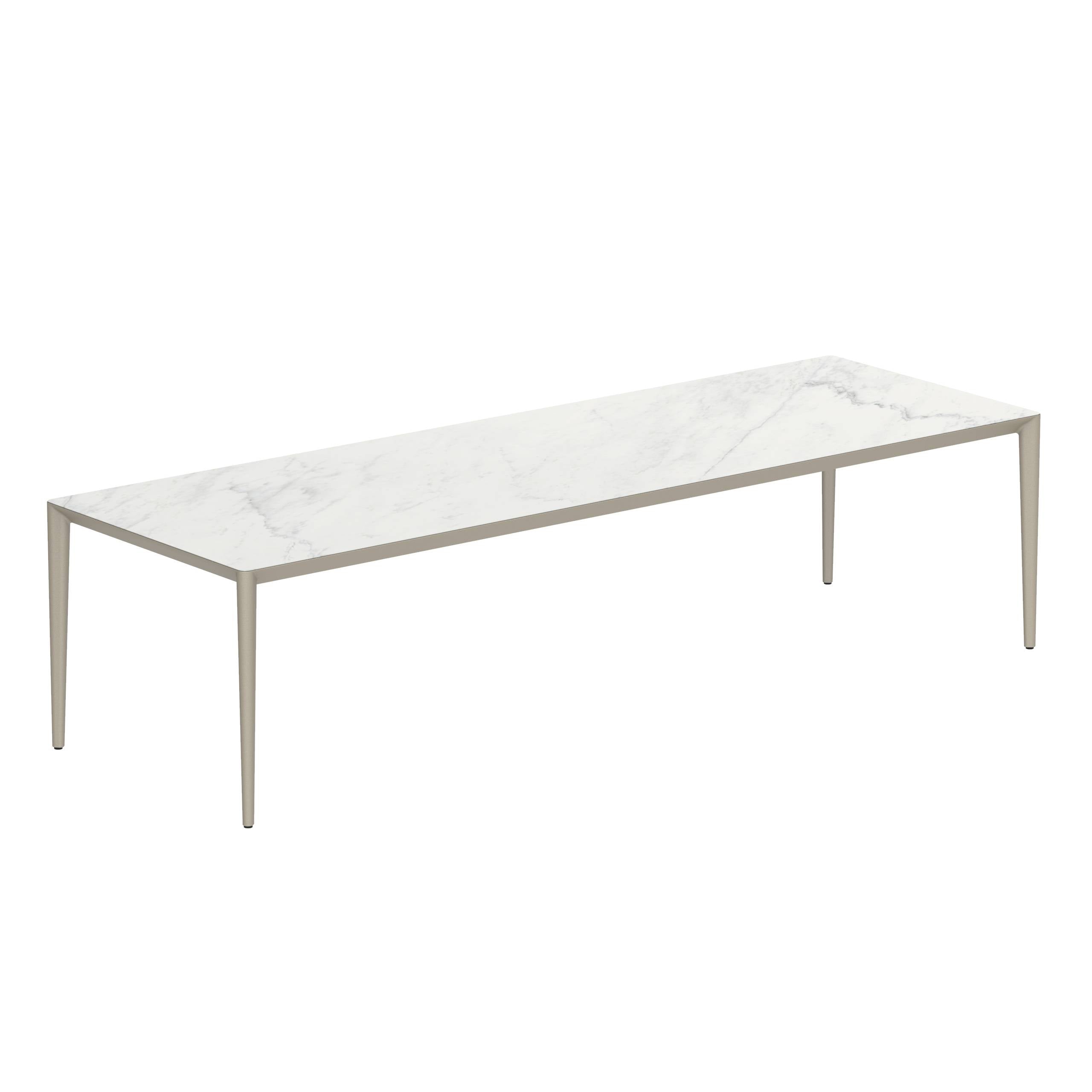 U-Nite Table 300x100cm Sand With Ceramic Tabletop In Bianco Statuario