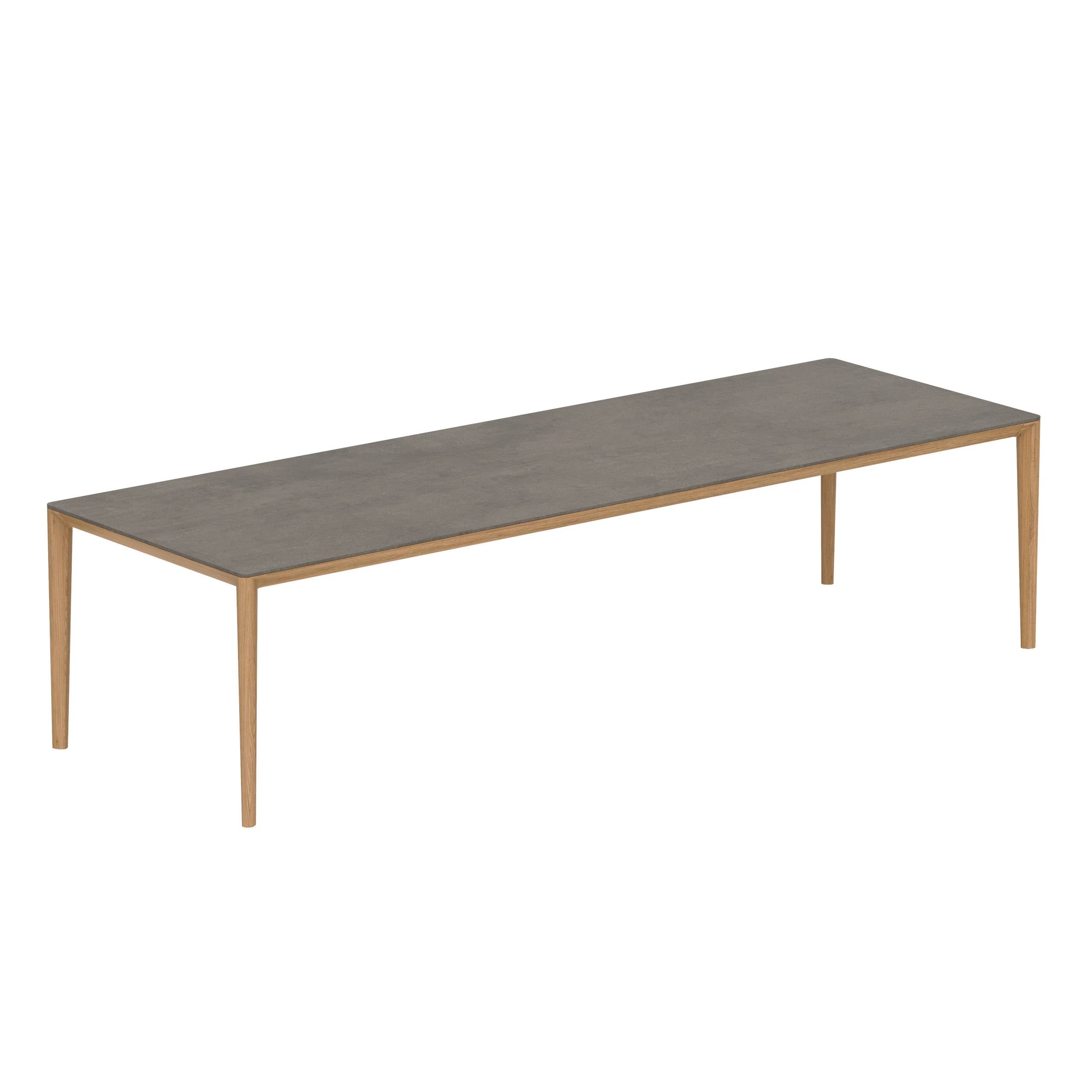 U-Nite Table 300x100cm Teak With Ceramic Tabletop In Terra Marrone