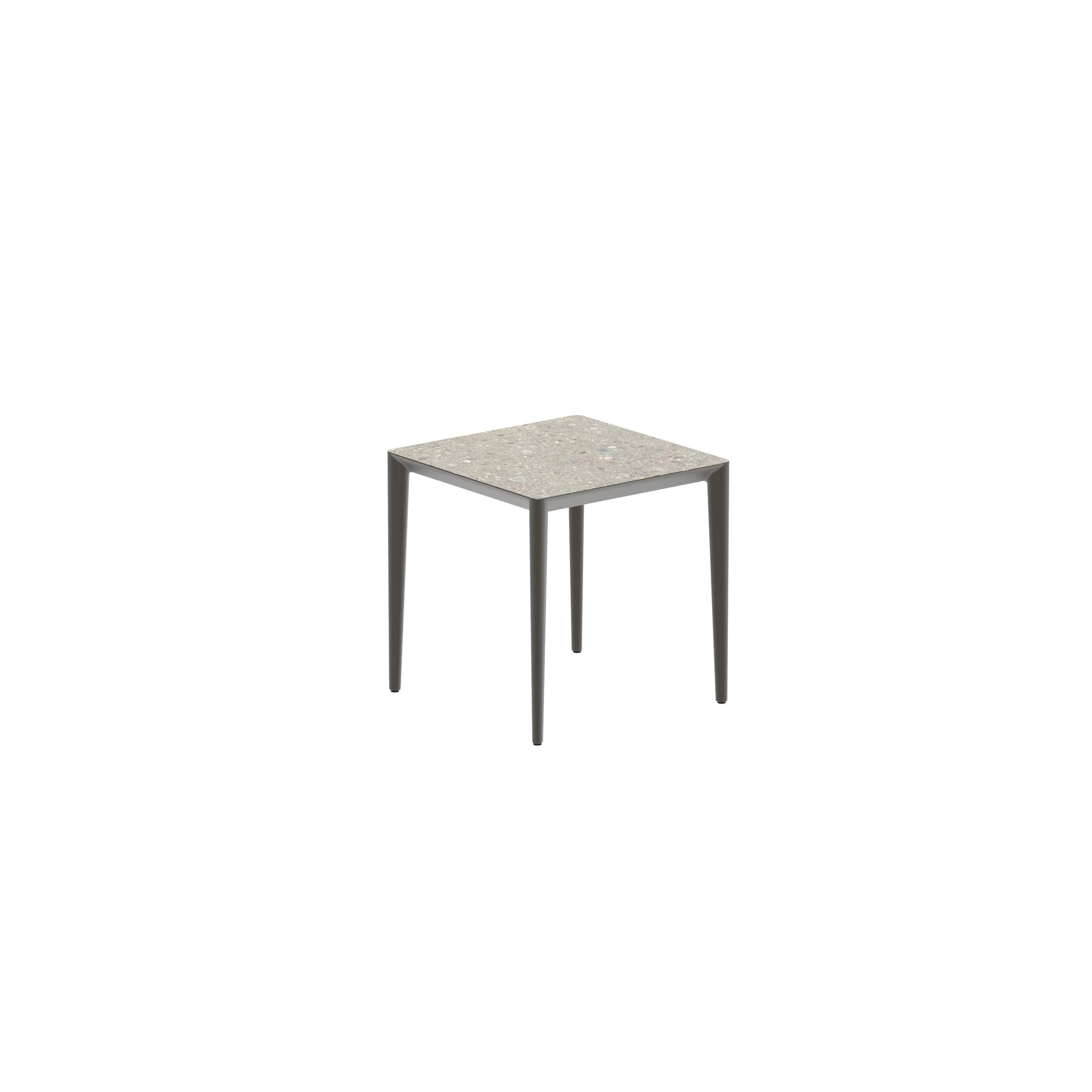 U-Nite Table 74x74cm Bronze With Ceramic Tabletop In Ceppo Dolomitica