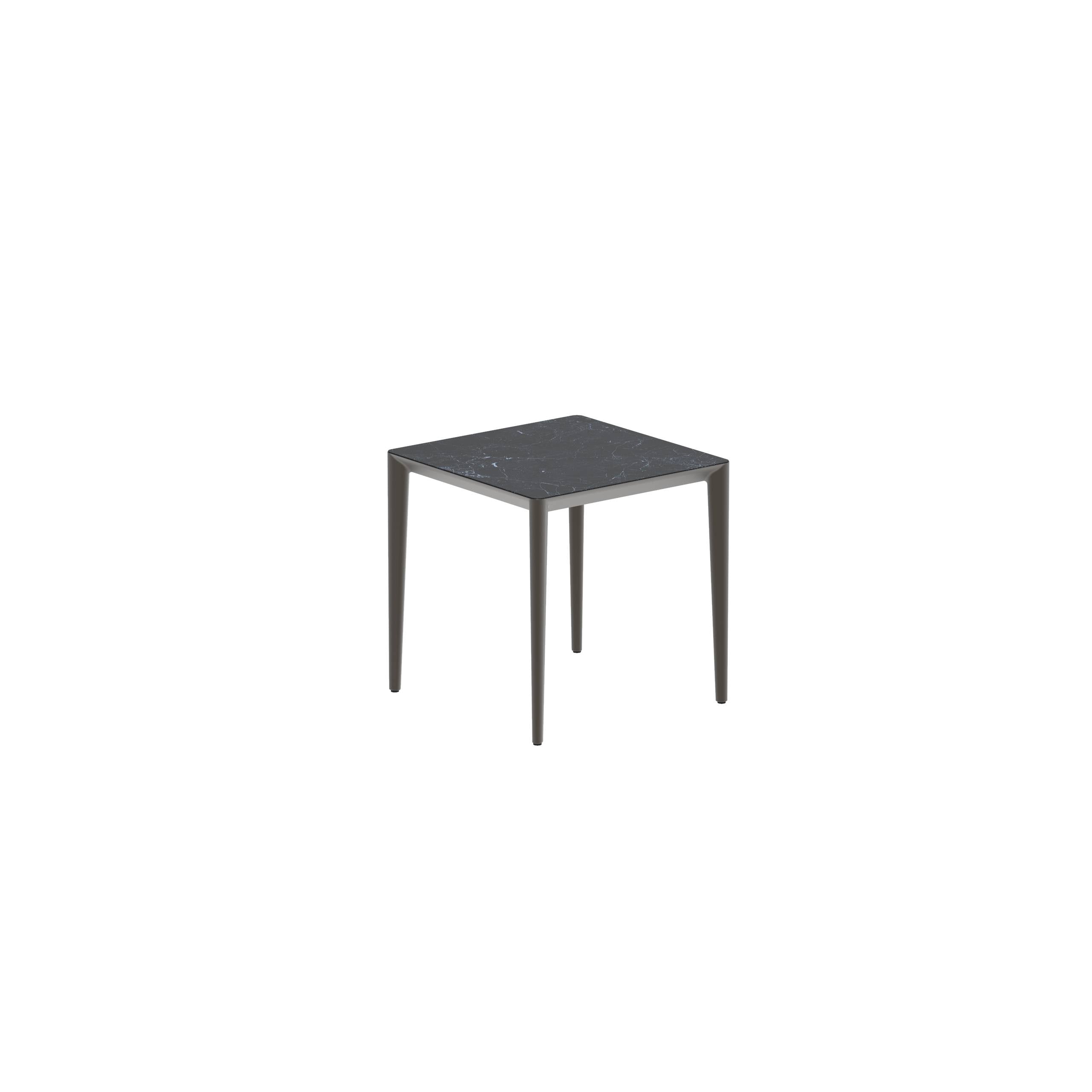 U-Nite Table 74x74cm Bronze With Ceramic Tabletop In Nero Marquina