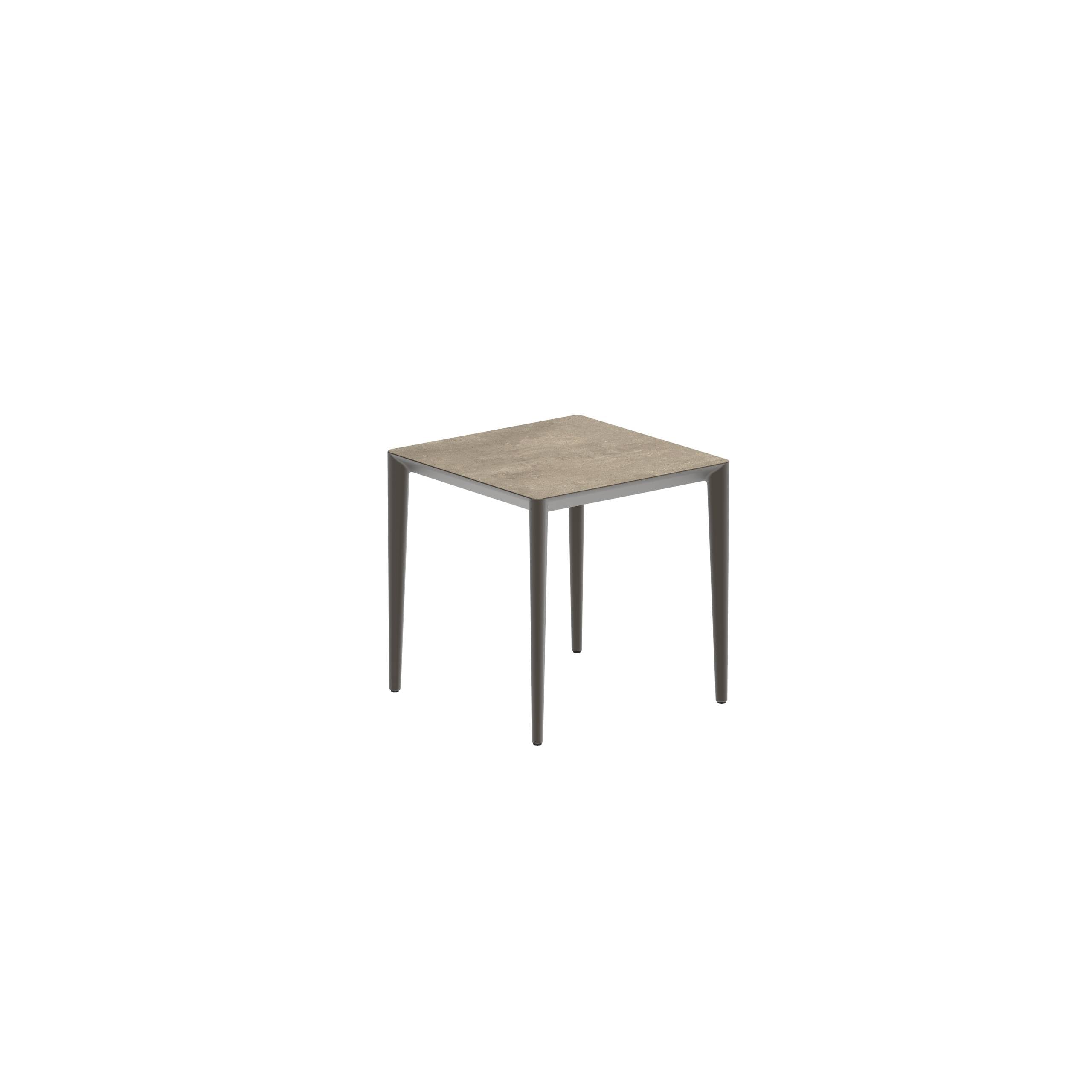 U-Nite Table 74x74cm Bronze With Ceramic Tabletop In Terra Sabbia