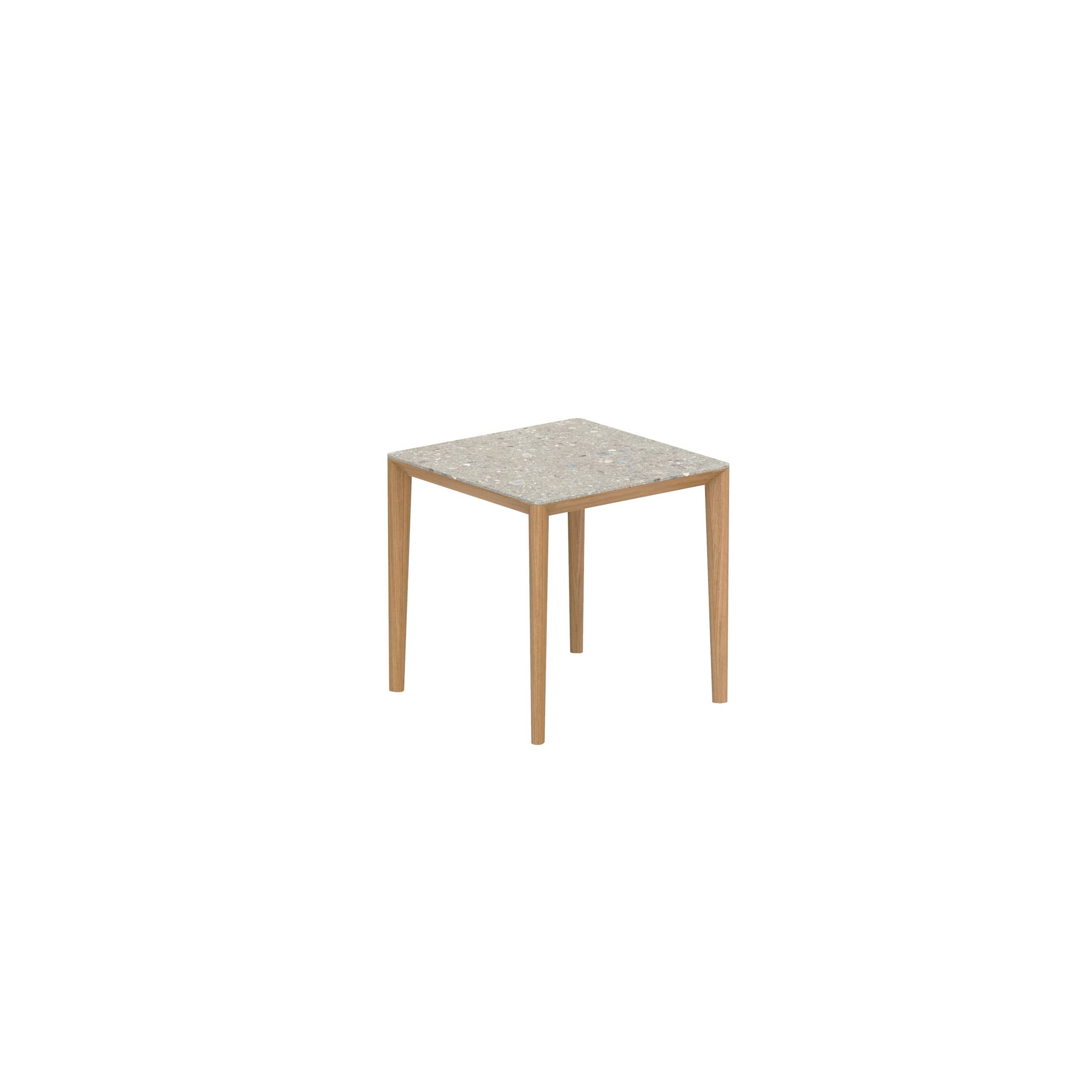 U-Nite Table 74x74cm Teak With Ceramic Tabletop In Ceppo Dolomitica