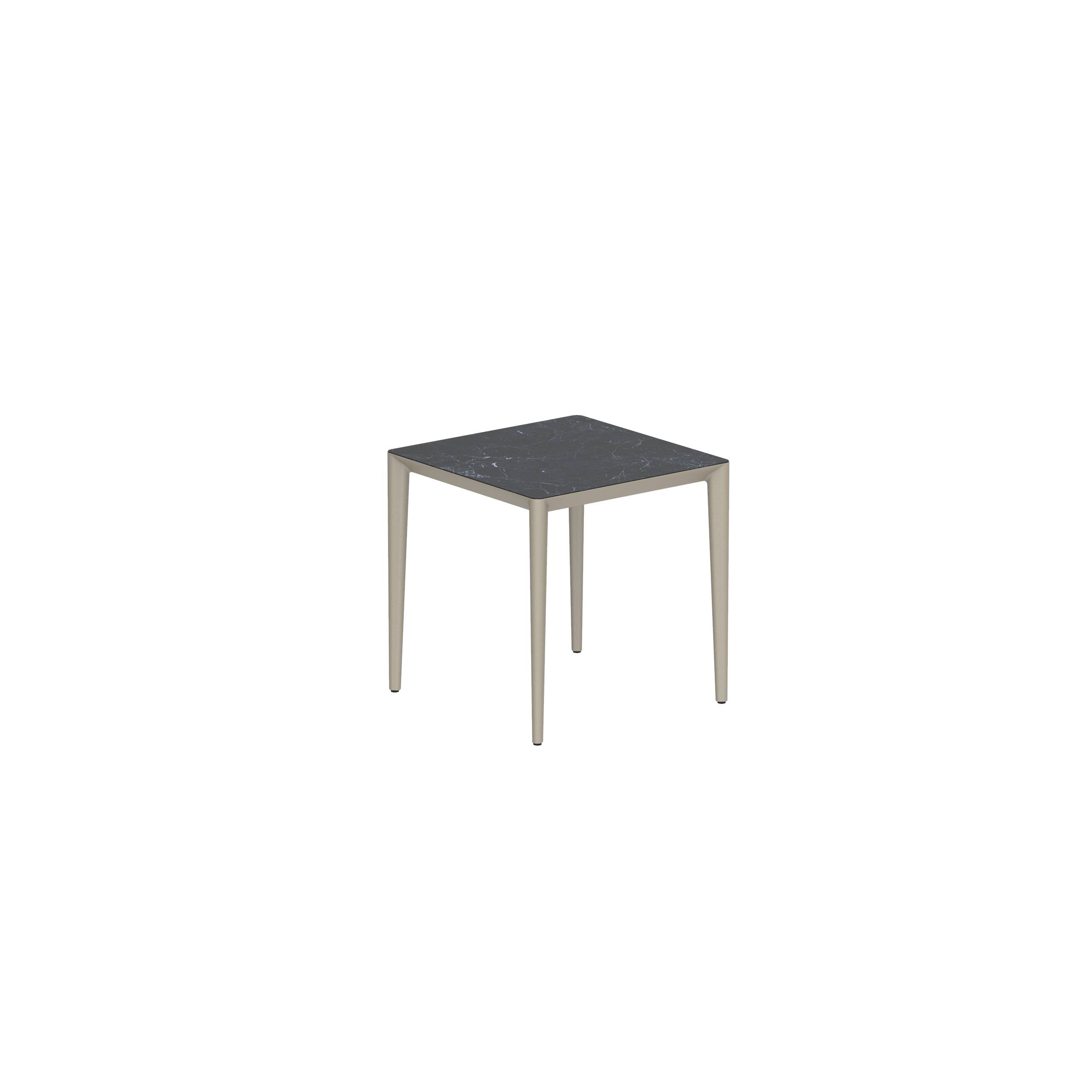 U-Nite Table 74x74cm Sand With Ceramic Tabletop In Nero Marquina