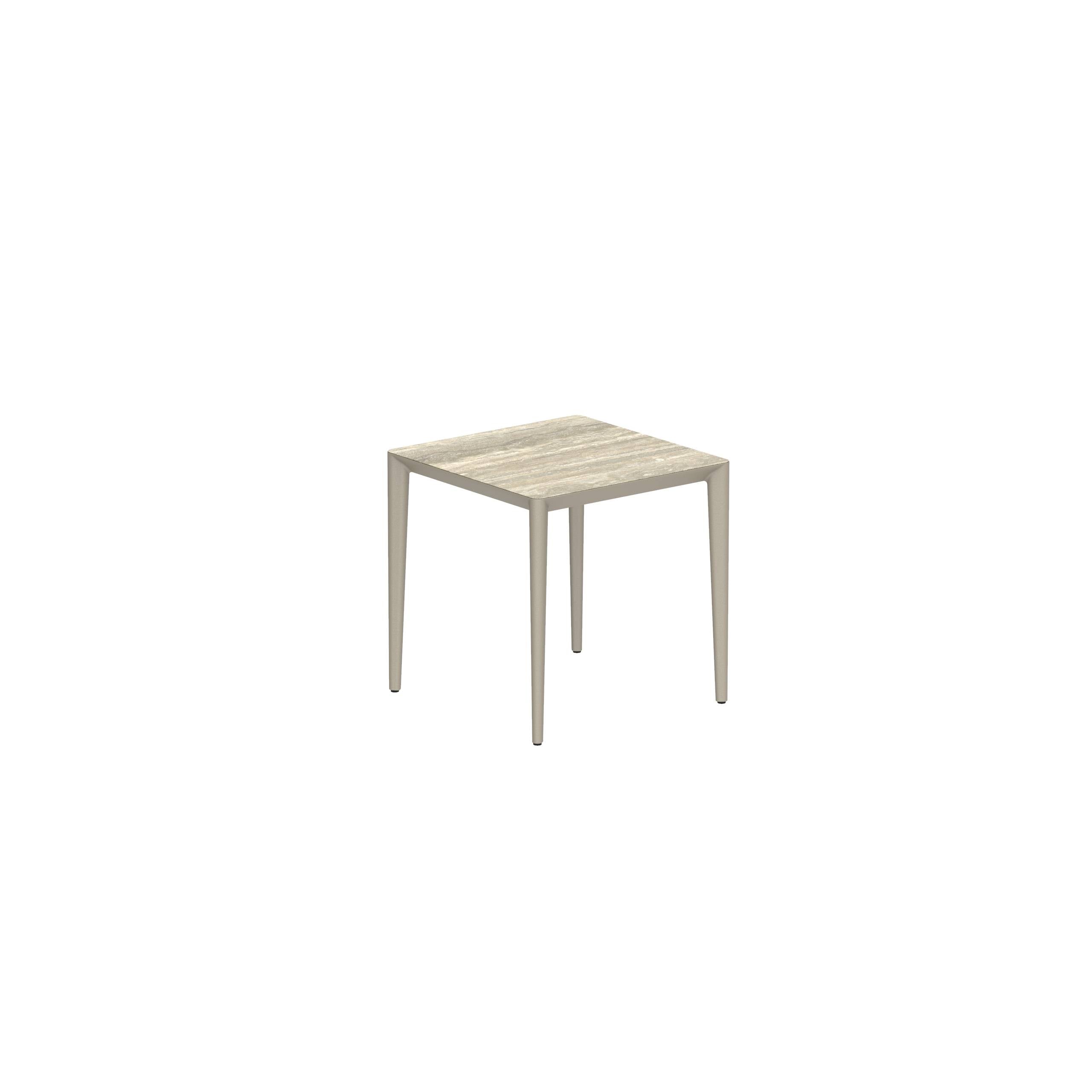 U-Nite Table 74x74cm Sand With Ceramic Tabletop In Travertine