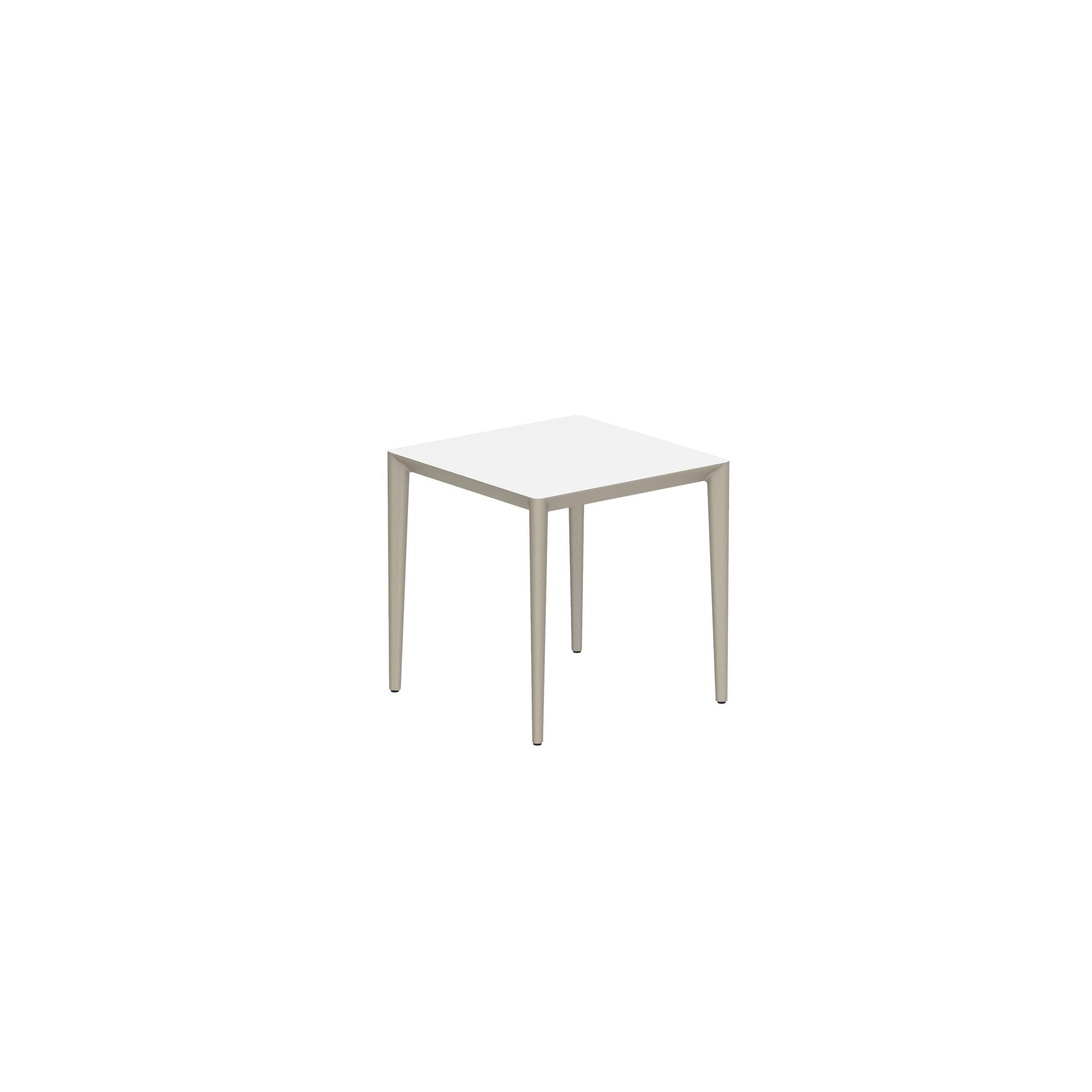 U-Nite Table 74x74cm Sand With Ceramic Tabletop In White