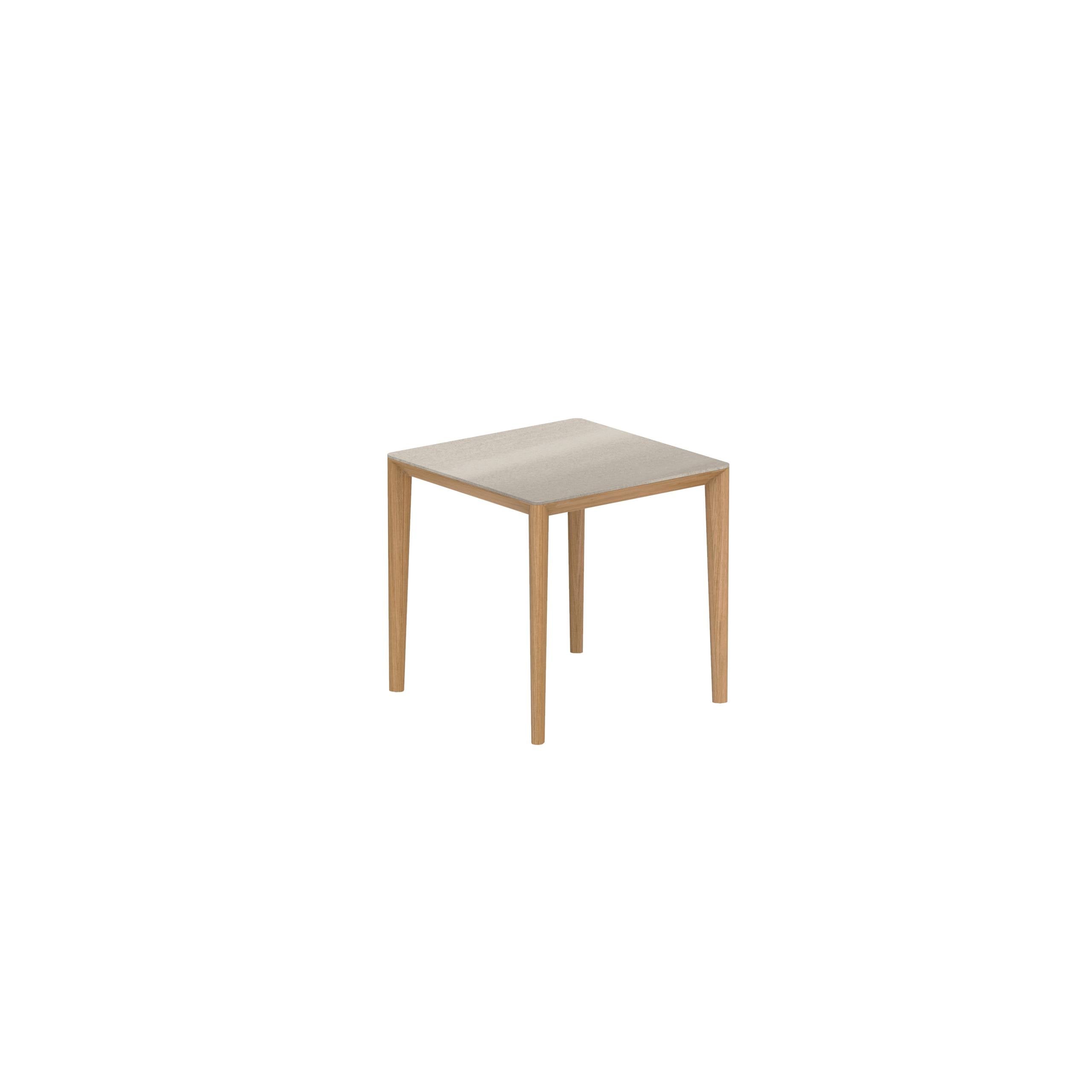 U-Nite Table 74x74cm Teak With Ceramic Tabletop In Taupe Grey