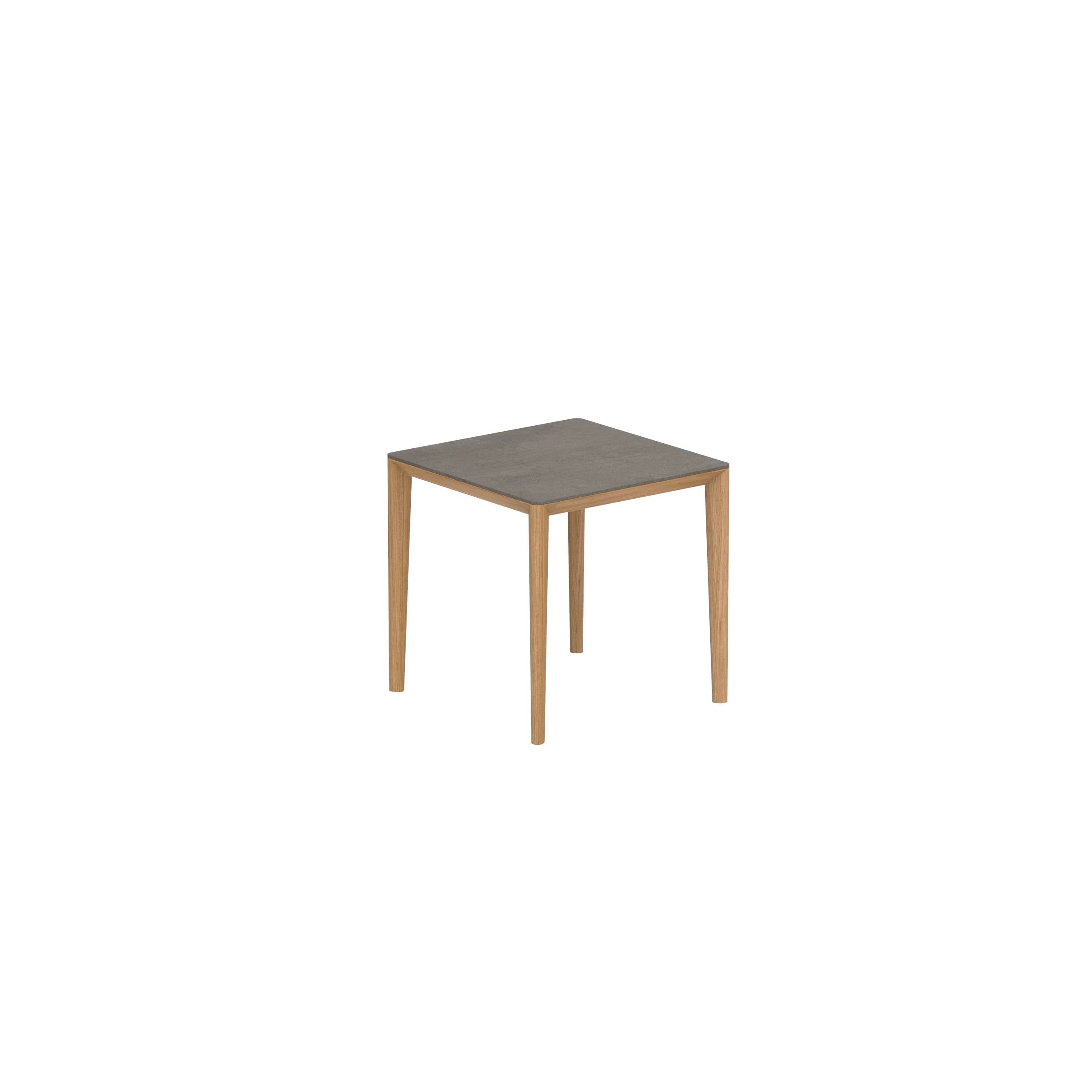 U-Nite Table 74x74cm Teak With Ceramic Tabletop In Terra Marrone