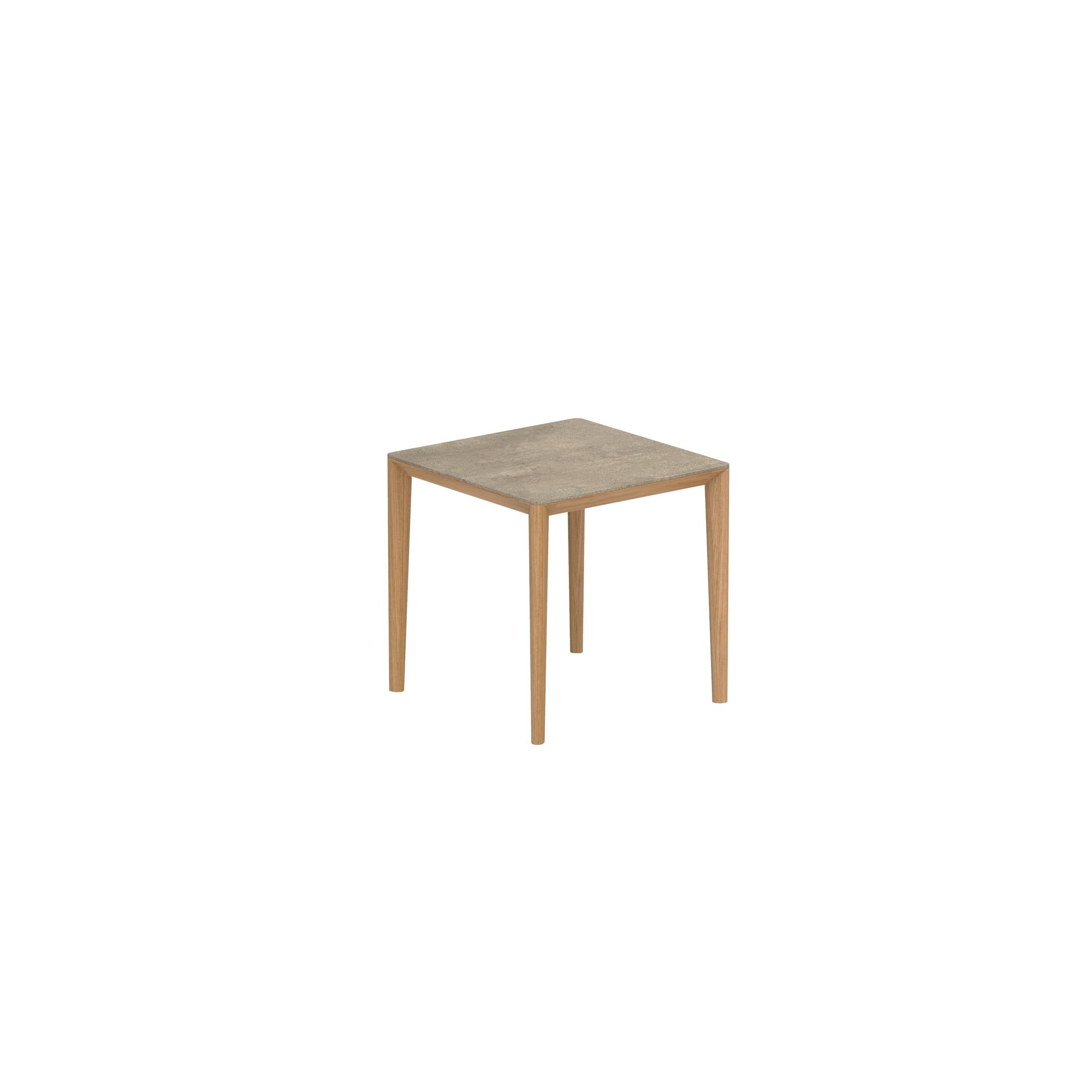U-Nite Table 74x74cm Teak With Ceramic Tabletop In Terra Sabbia
