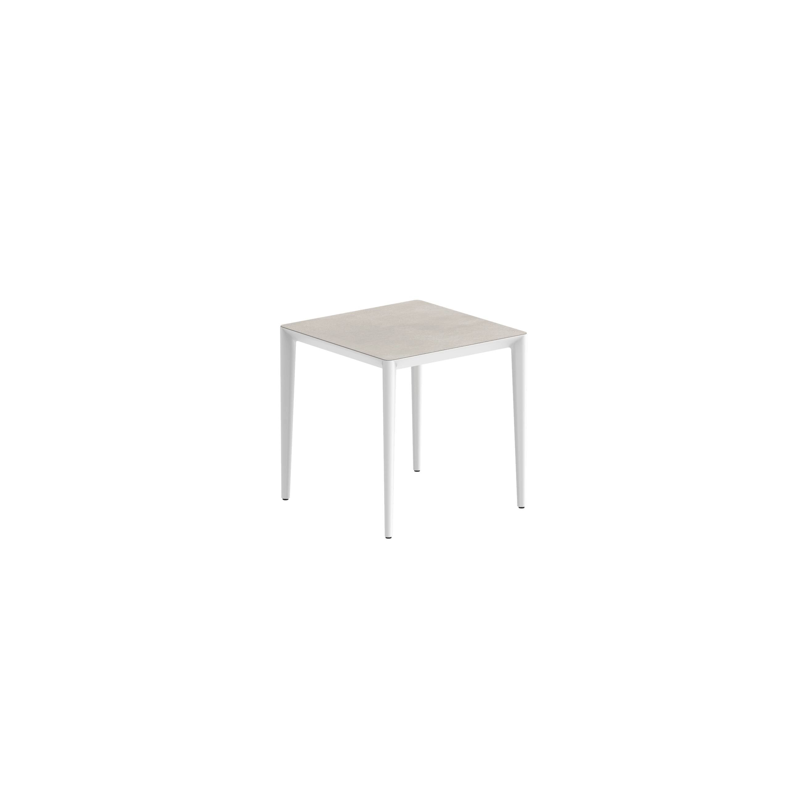 U-Nite Table 74x74cm White With Ceramic Tabletop In Bianco Statuario