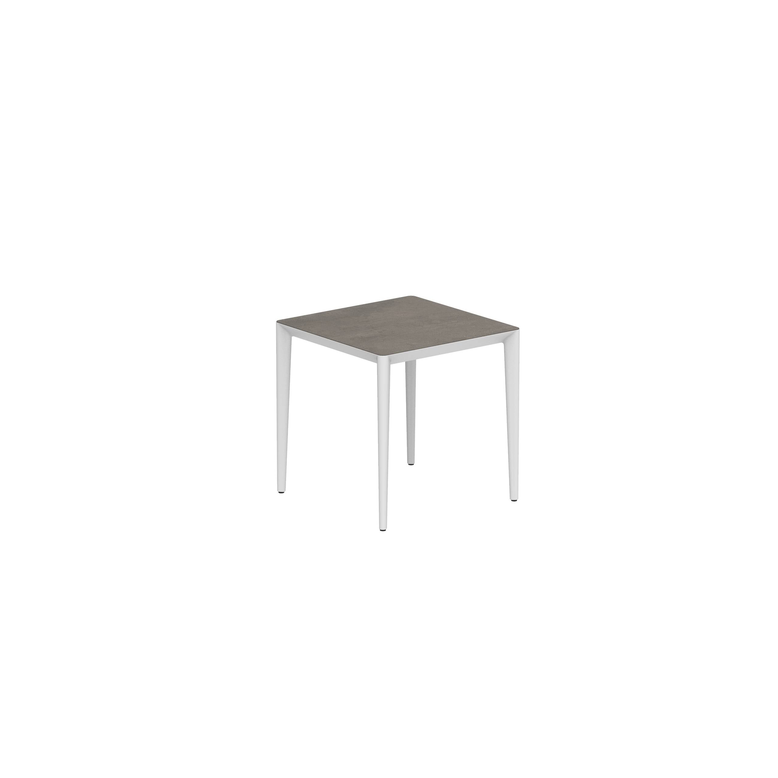 U-Nite Table 74x74cm White With Ceramic Tabletop In Terra Marrone