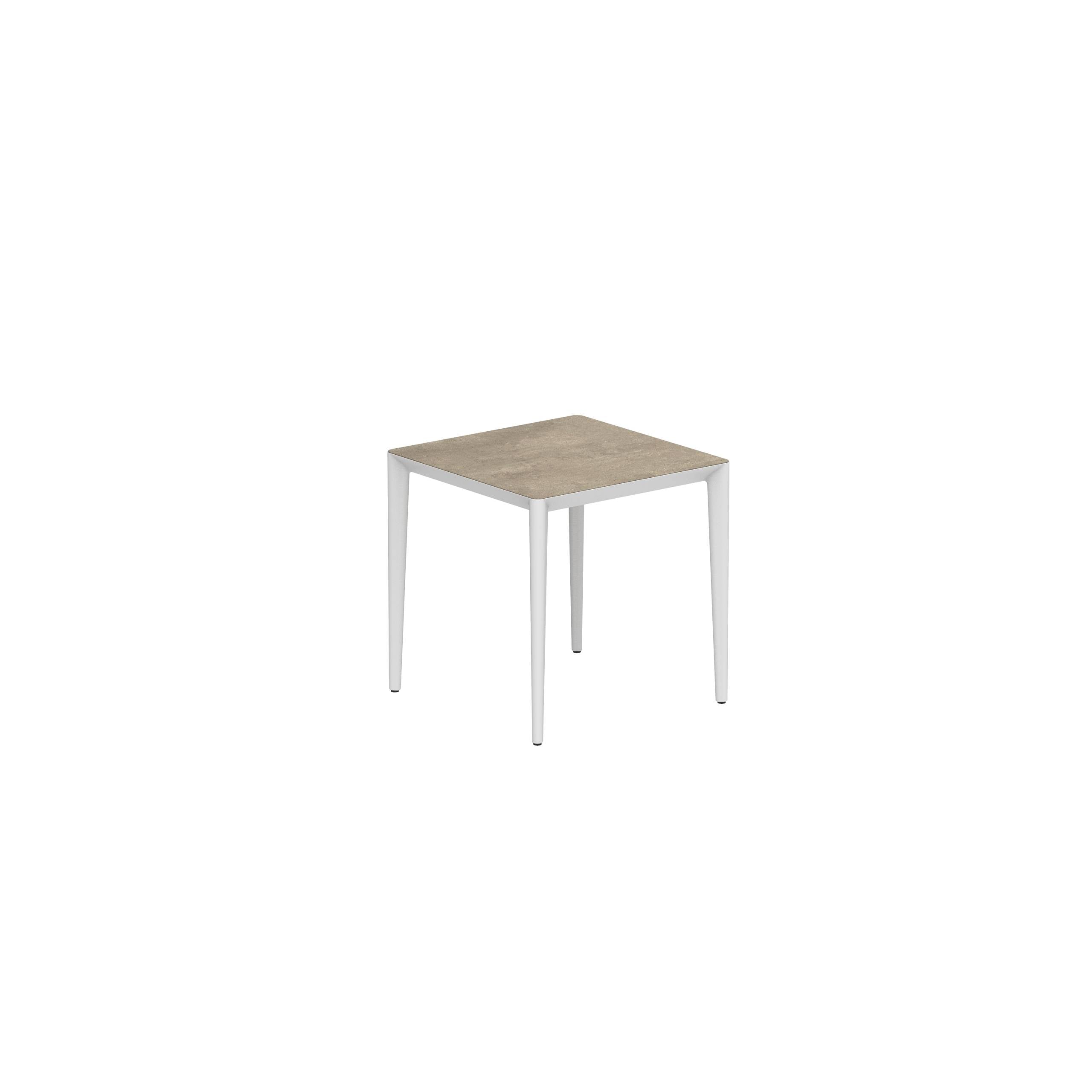 U-Nite Table 74x74cm White With Ceramic Tabletop In Terra Sabbia