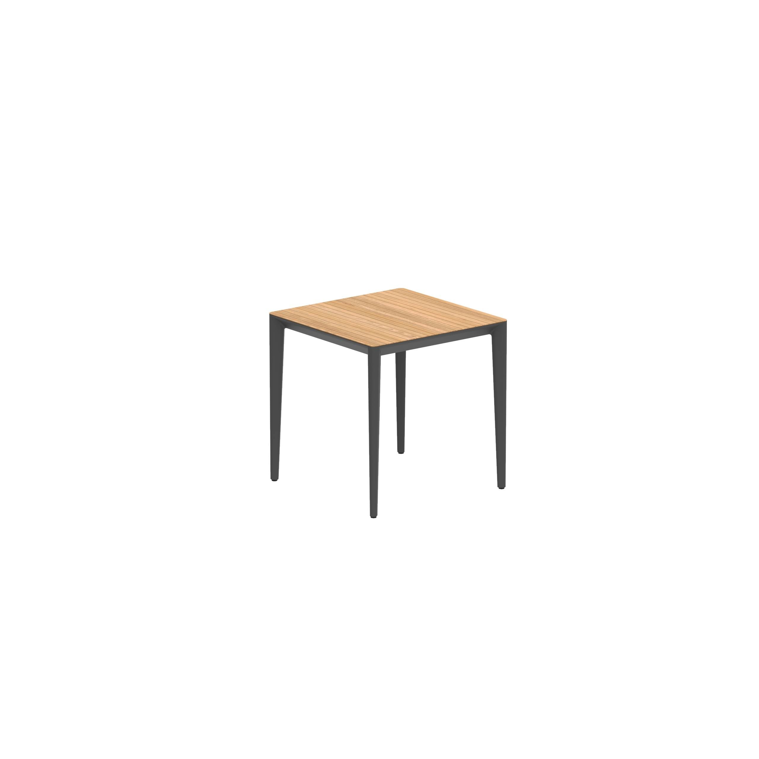 U-Nite Table 74x74cm Anthracite With Tabletop In Teak