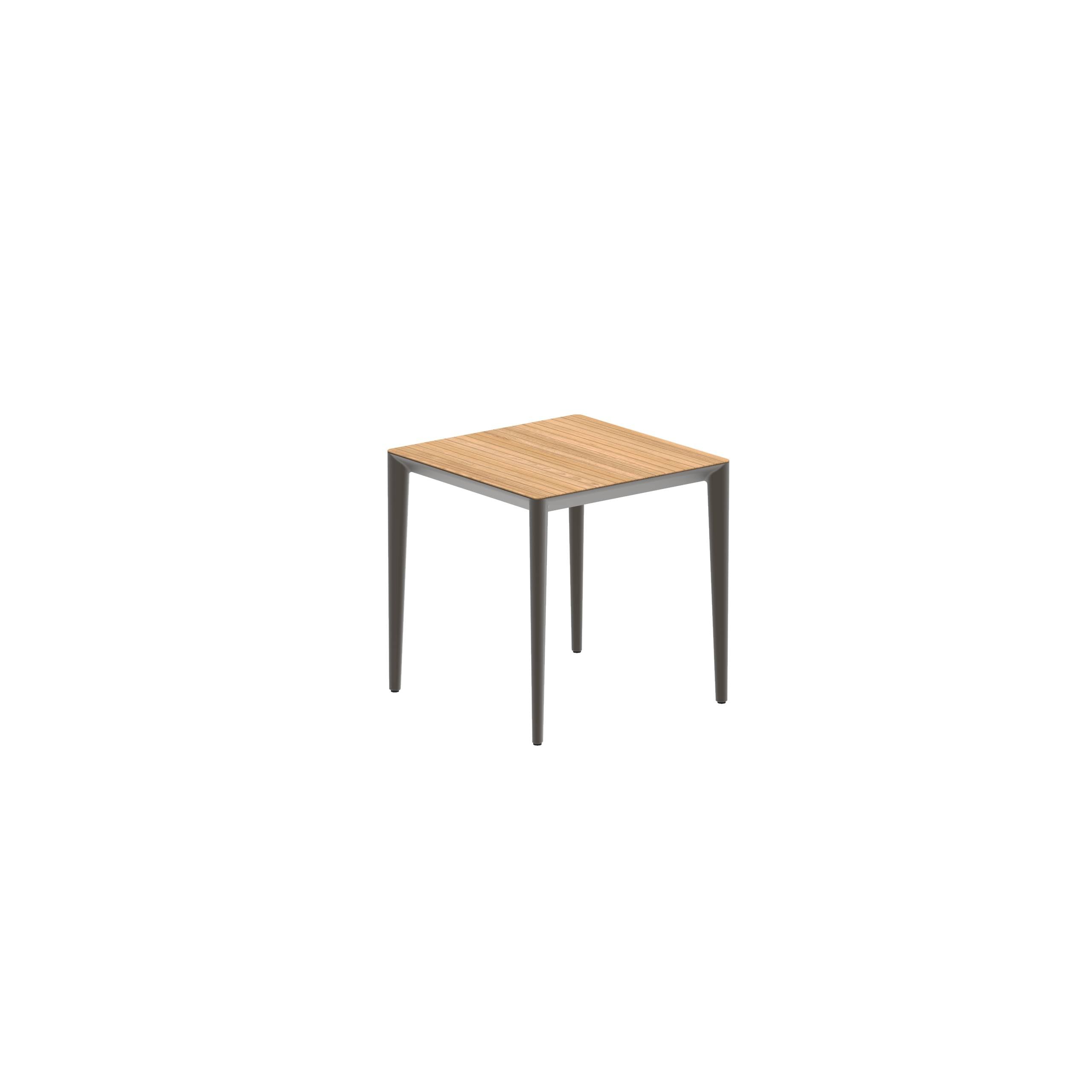 U-Nite Table 74x74cm Bronze With Tabletop In Teak