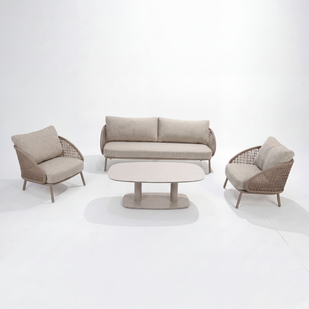 4 Seasons Outdoor Wave 5 Seat Lounge With Coffee Tables & Footstools