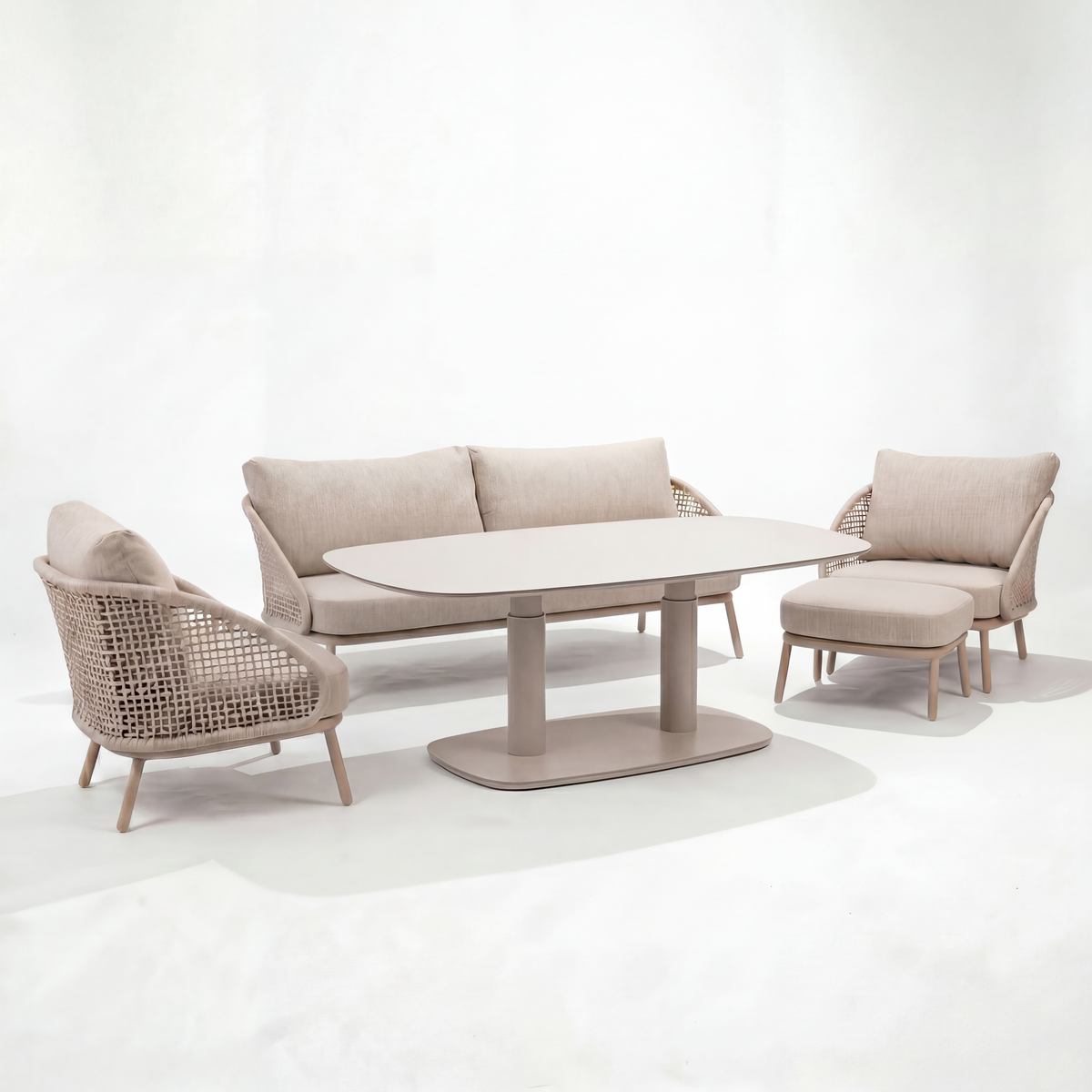 4 Seasons Outdoor Wave 5 Seat Lounge With Coffee Tables & Footstools