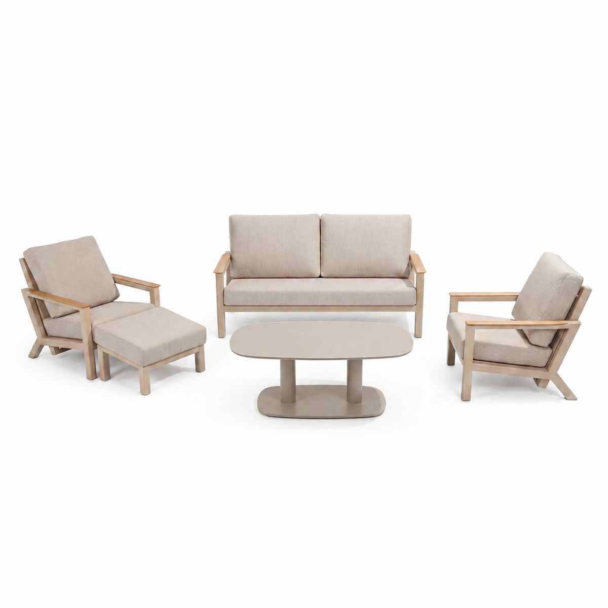 4 Seasons Outdoor Xara 5 Seat Lounge With Coffee Tables & Footstools