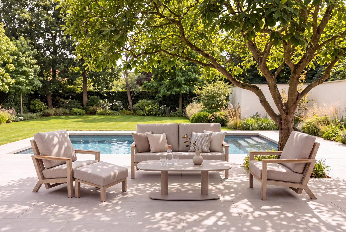 4 Seasons Outdoor Xara 5 Seat Lounge With Coffee Tables & Footstools