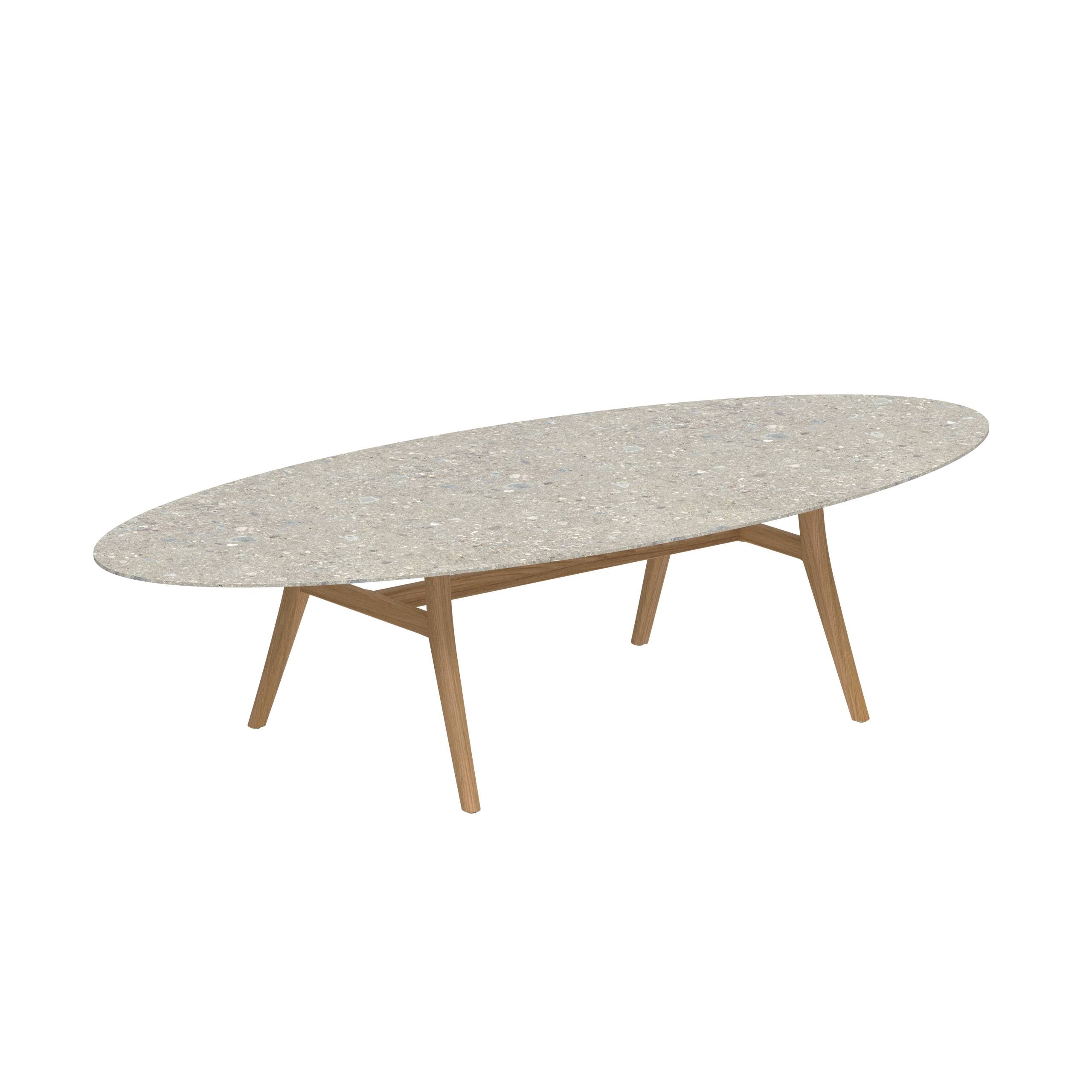 Zidiz Table 320x140cm Teak Legs - Ceramic Table Top Ceppo Dolomitica