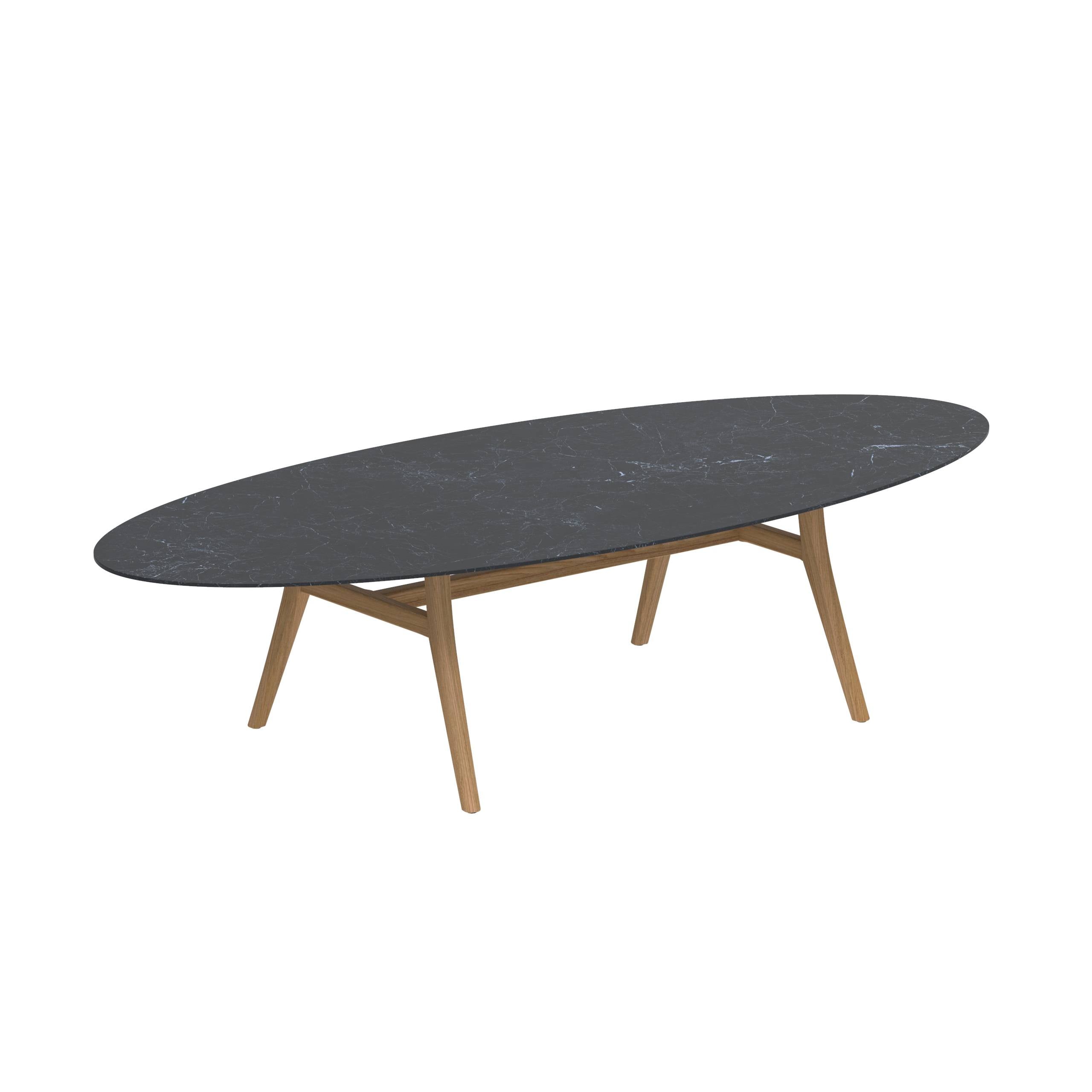 Zidiz Table 320x140cm Teak Legs - Ceramic Table Top Nero Marquina