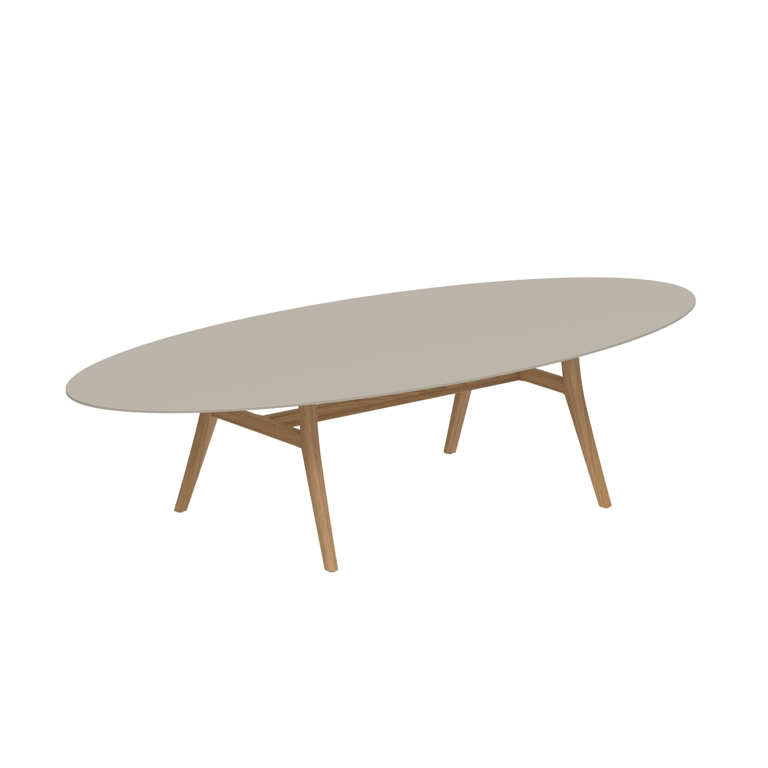 Zidiz Table 320x140cm Teak Legs - Ceramic Table Top Pearl Grey