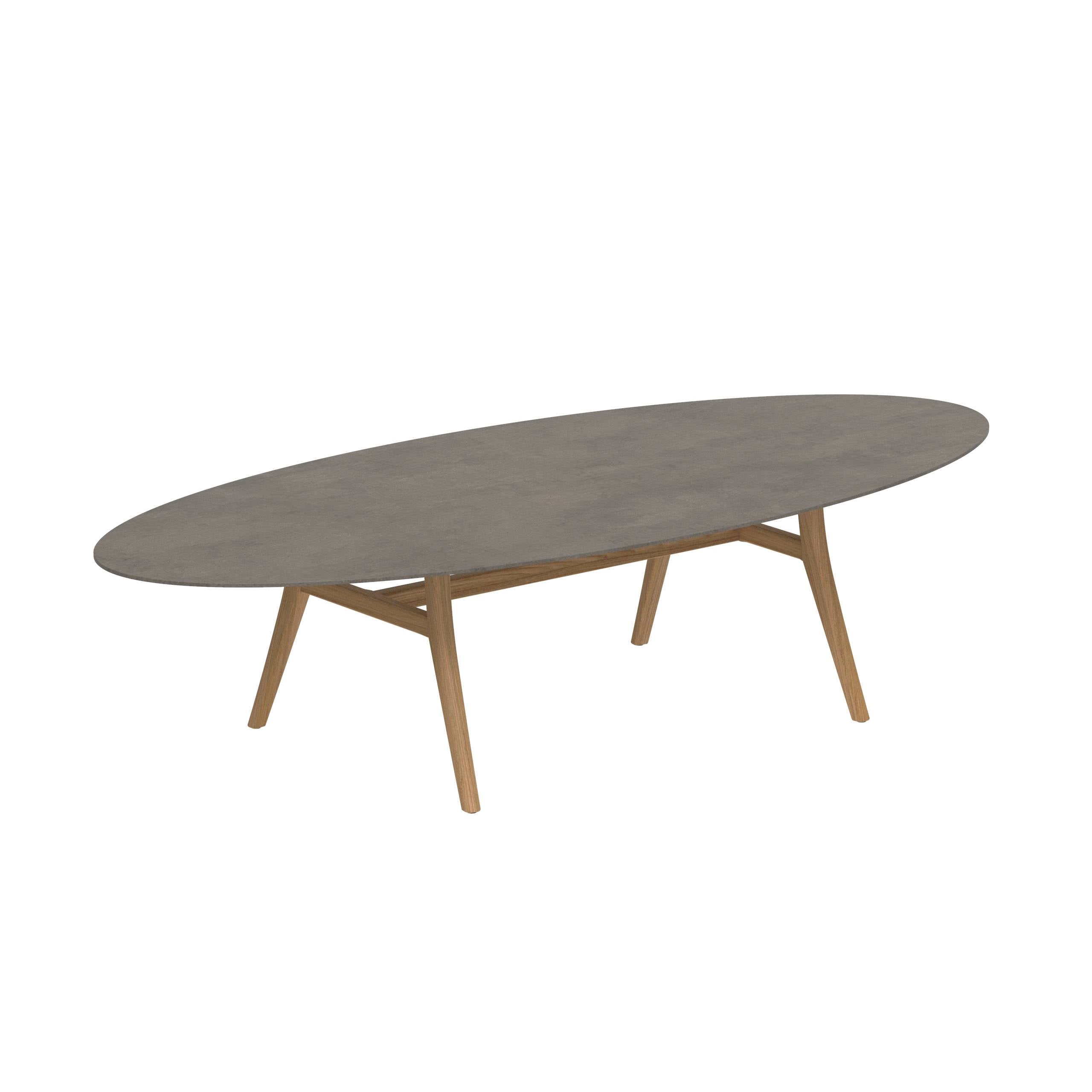 Zidiz Table 320x140cm Teak Legs - Table Top Ceramic Terra Marrone