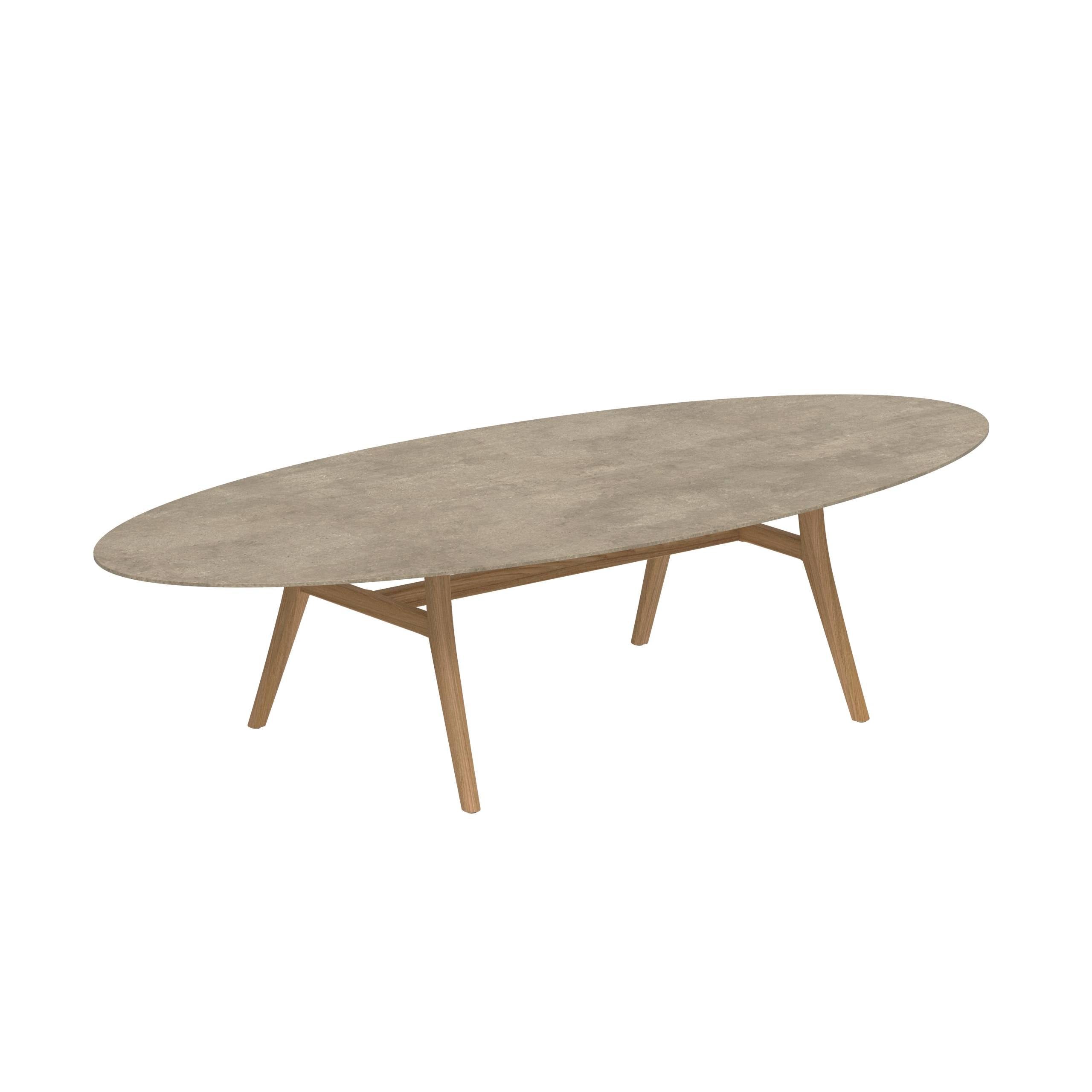 Zidiz Table 320x140cm Teak Legs - Table Top Ceramic Terra Sabbia