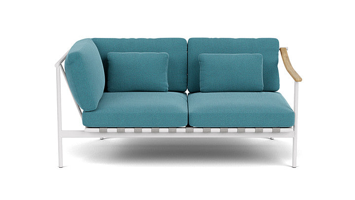 Barlow Tyrie Around Deep Seating Double Lounge Sofa with Aluminium Left Arm and Teak Right Arm