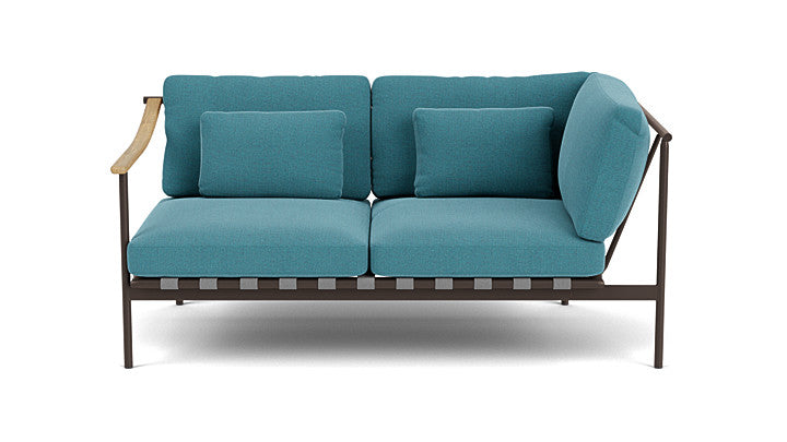 Barlow Tyrie Around Deep Seating Double Lounge Sofa with Teak Left Arm and Aluminium Right Arm