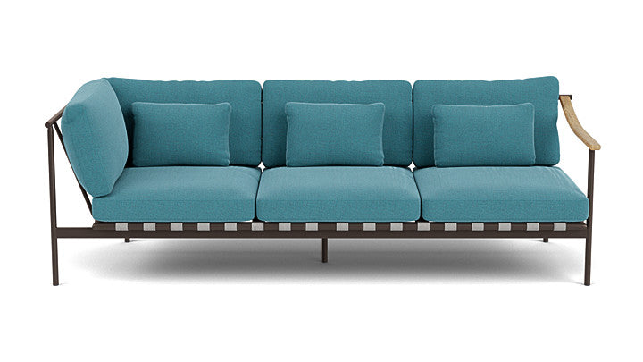 Barlow Tyrie Around Deep Seating Triple Lounge Sofa with Aluminium Left Arm and Teak Right Arm